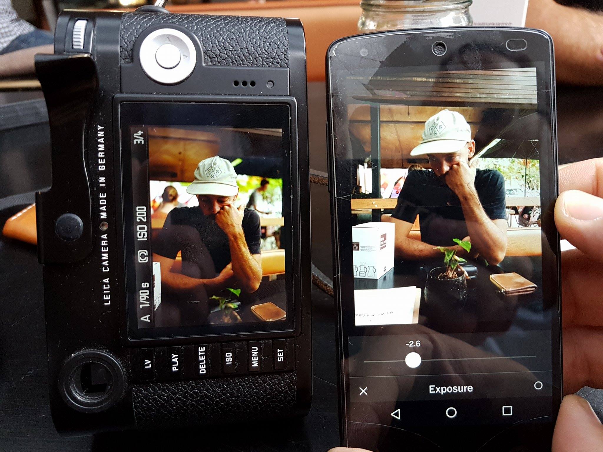 For those non Cameraholics, Leica is on the Left, Nexus the right
