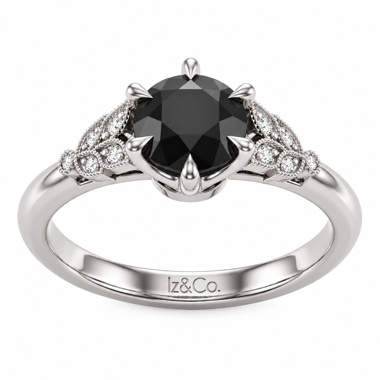 The Lily Black and White Diamond Ring