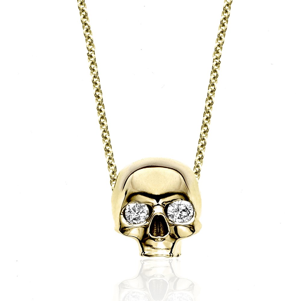 Gold Necklace Diamond Skull Jewelry The Calavera Sugar Skull