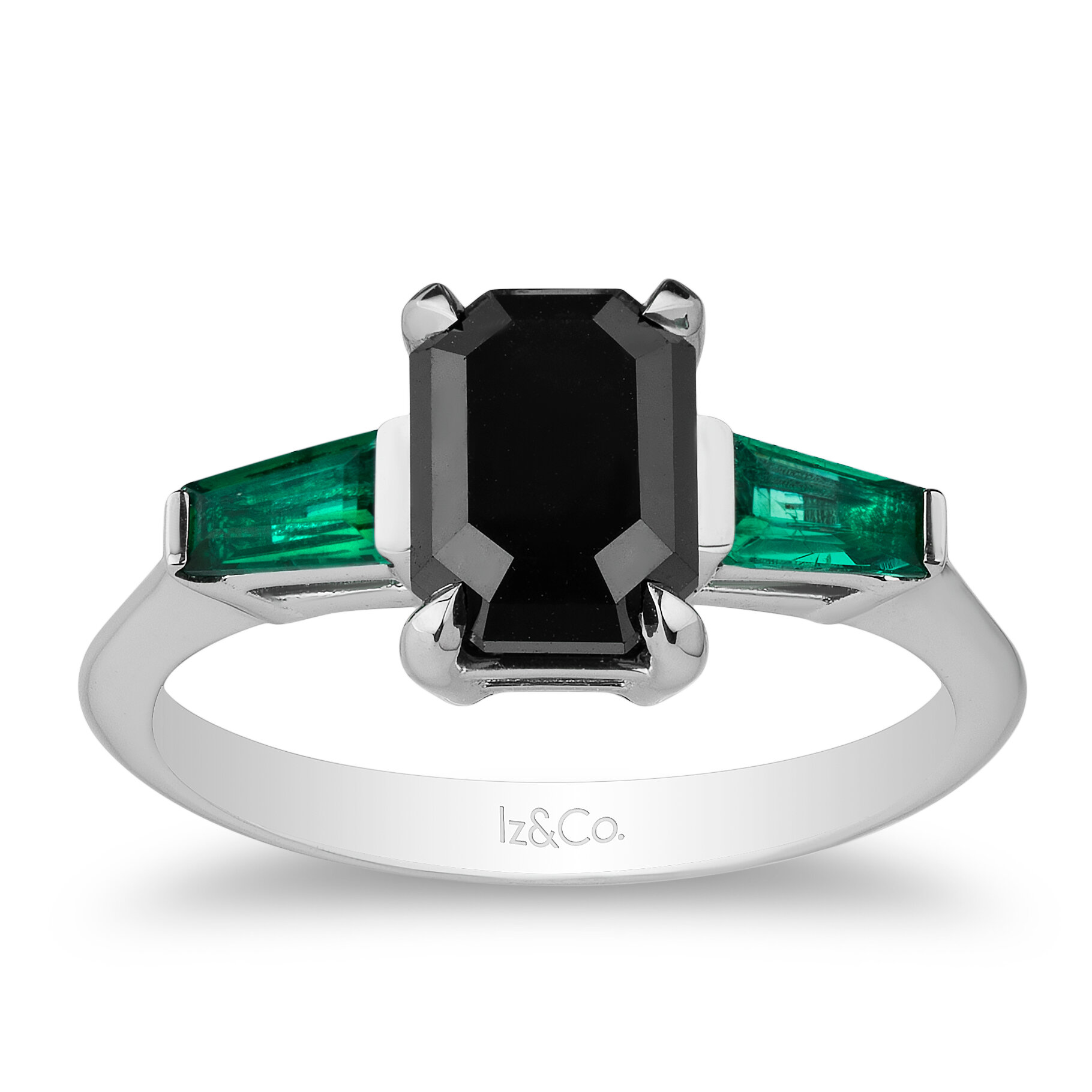 black diamond emerald three stone ring.jpg