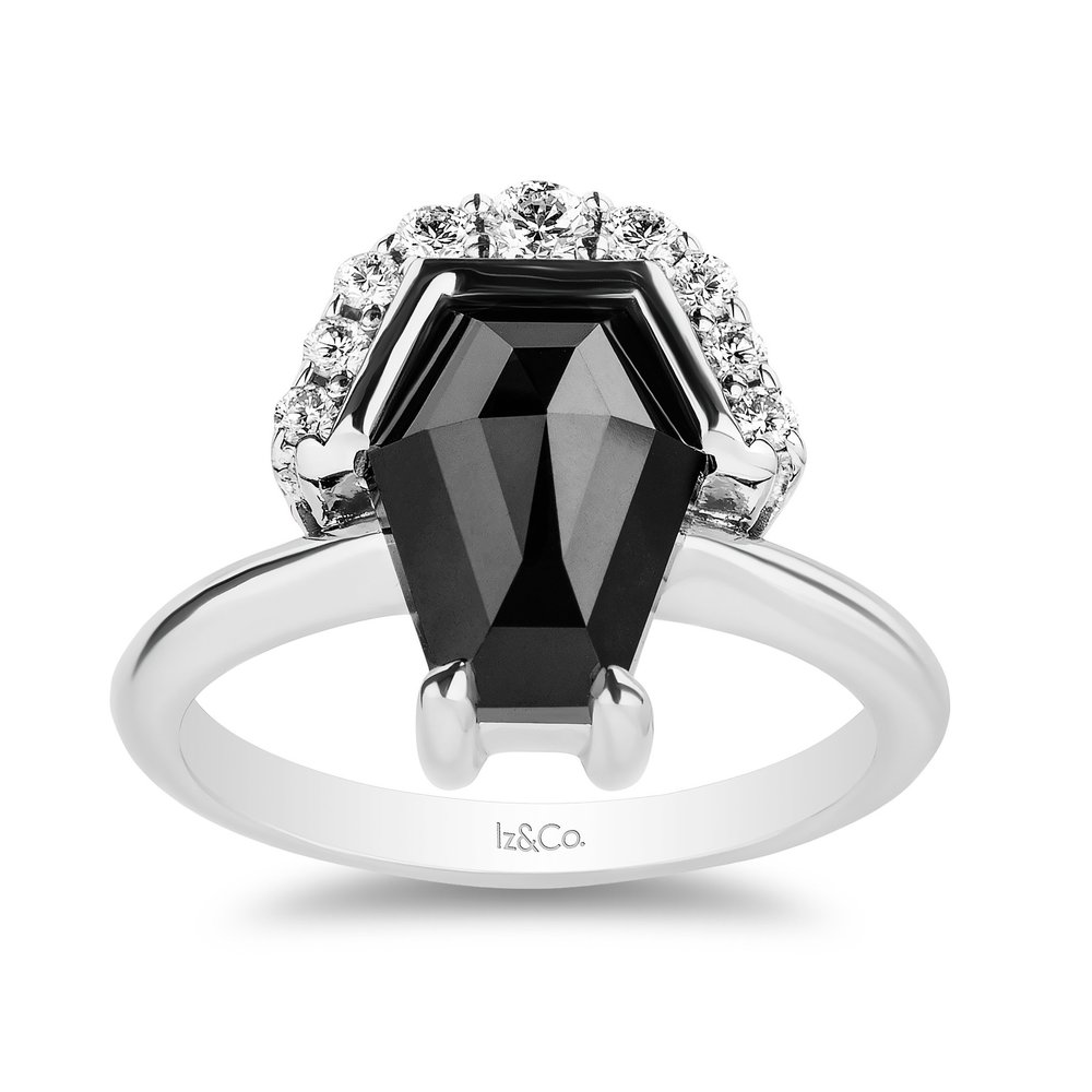 (SOLD) 3ct Coffin Black & White Diamond Ring