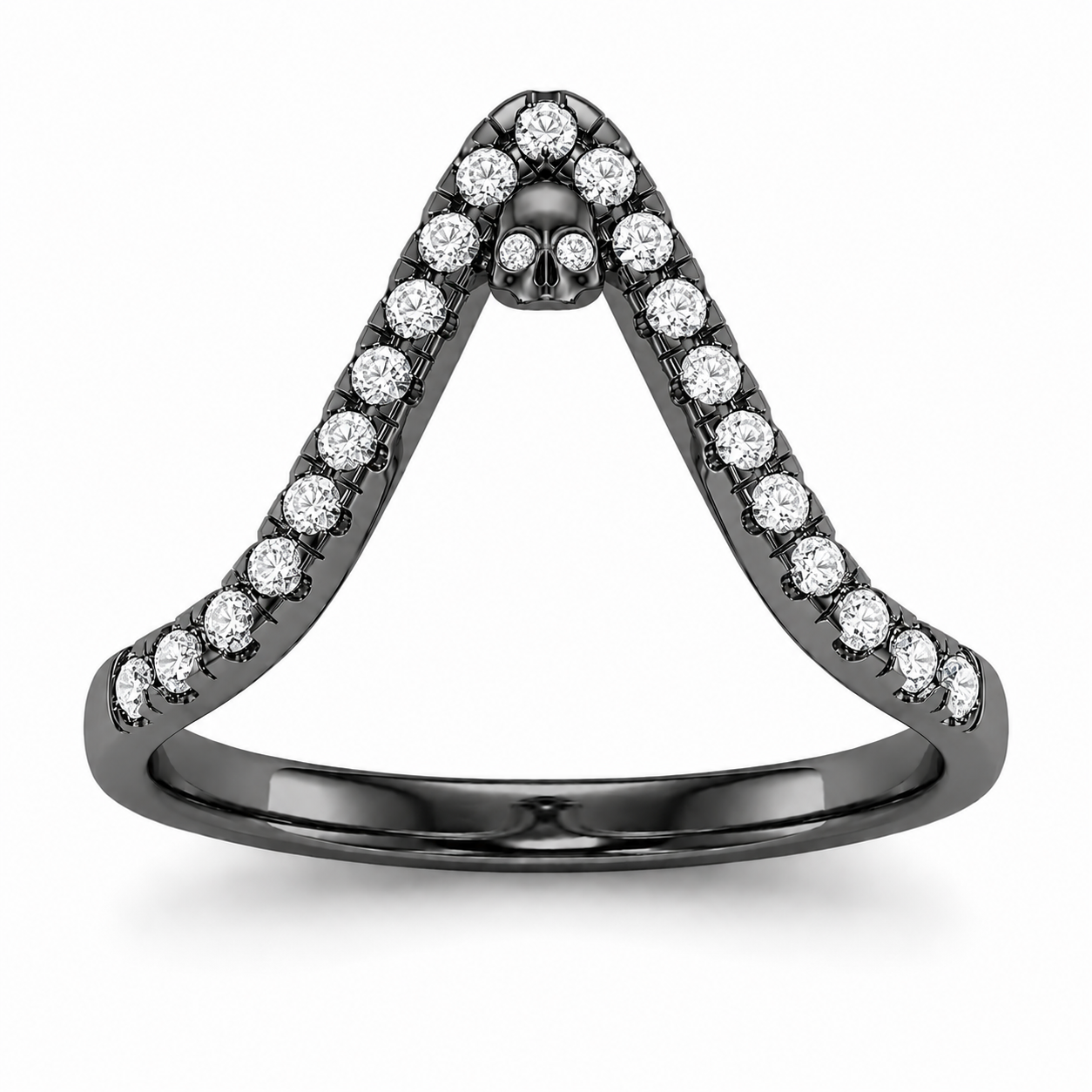 Skull Diamond V Ring