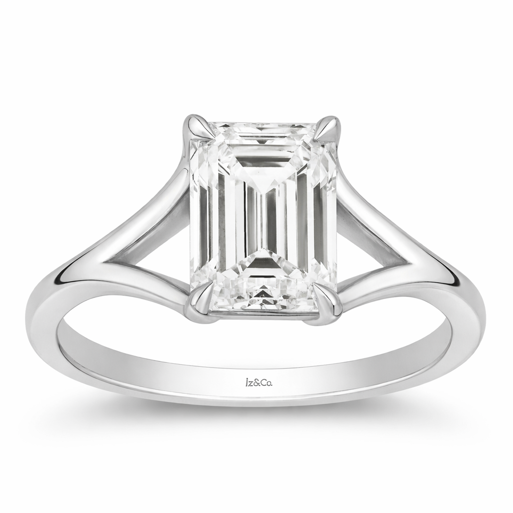 Emerald Cut Lab Grown Diamond Split Shank