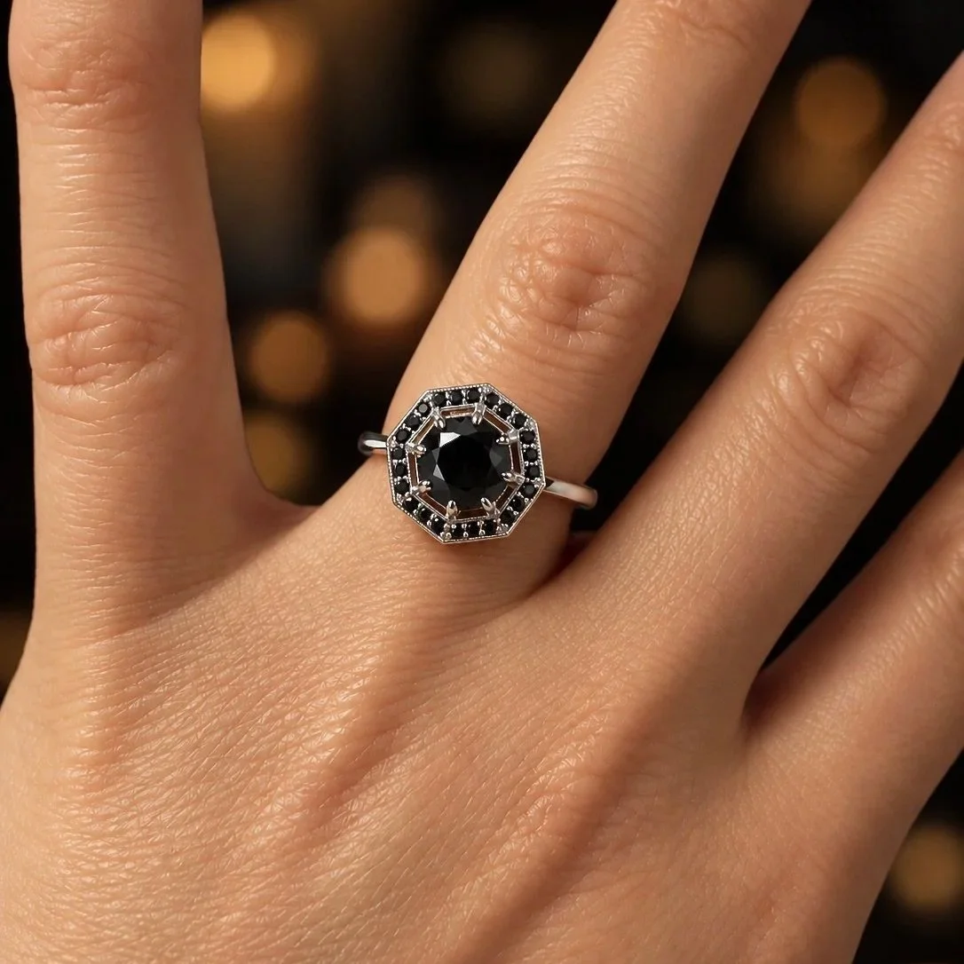 Black+Octagonal+Halo+Ring+on+Burgundy+Nails.jpg