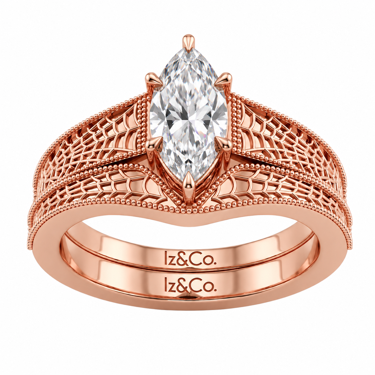 Rose Gold Marquise Filigree Ring Set.png