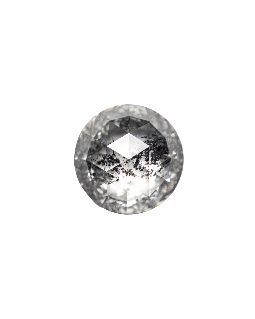 1.85 Carat Round Rose Cut Salt & Pepper Diamond