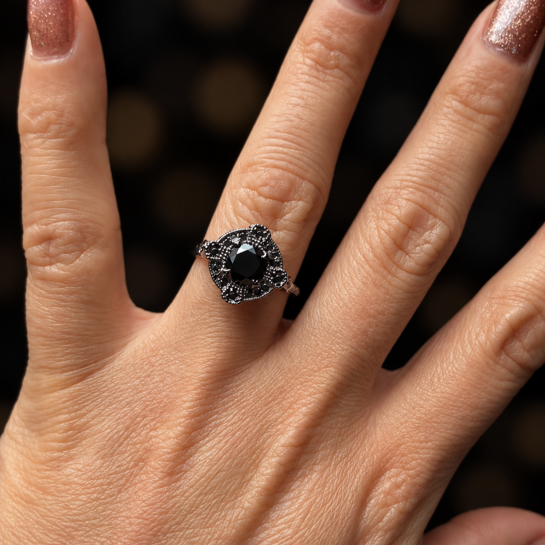 Black+Diamond+Halo+Ring+on+Glittered+Nails.png