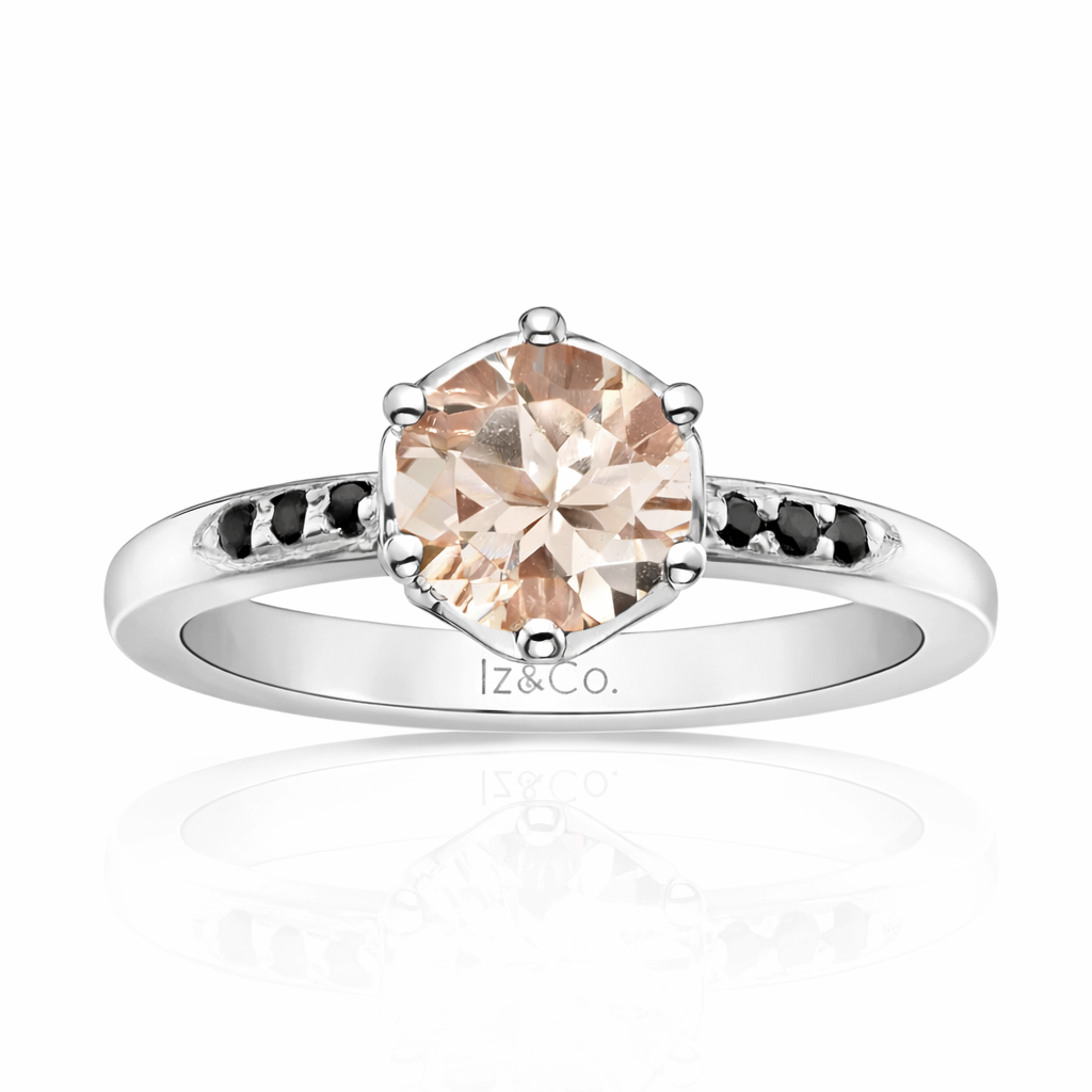 Flora Morganite & Black Diamond Ring