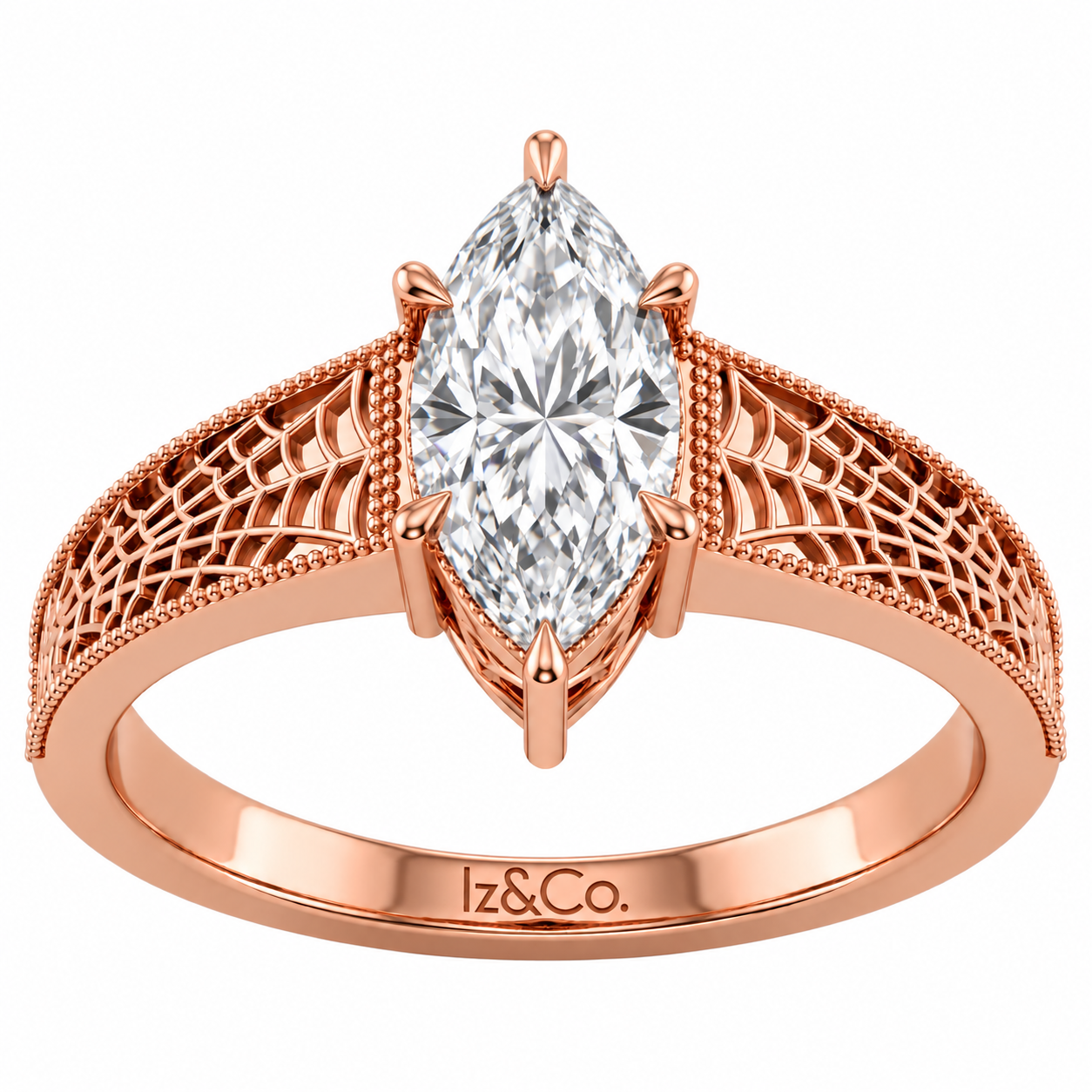 Ornate Rose Gold Marquise Diamond Ring.png