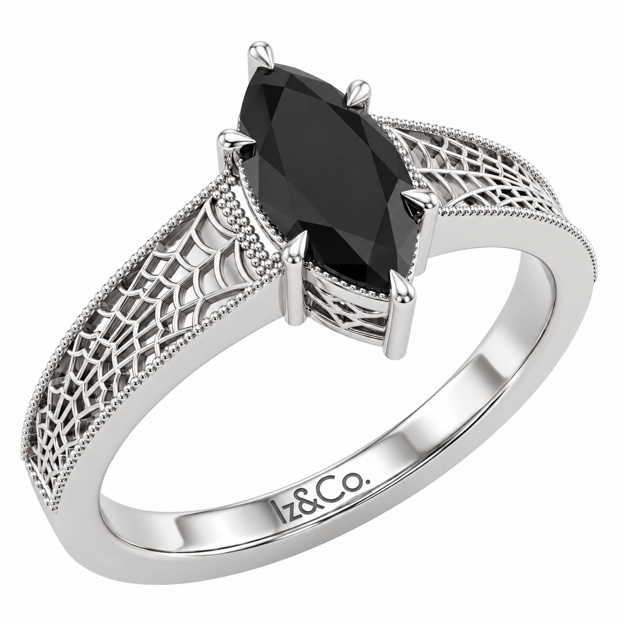 Silver Filigree Black Marquise Ring.png