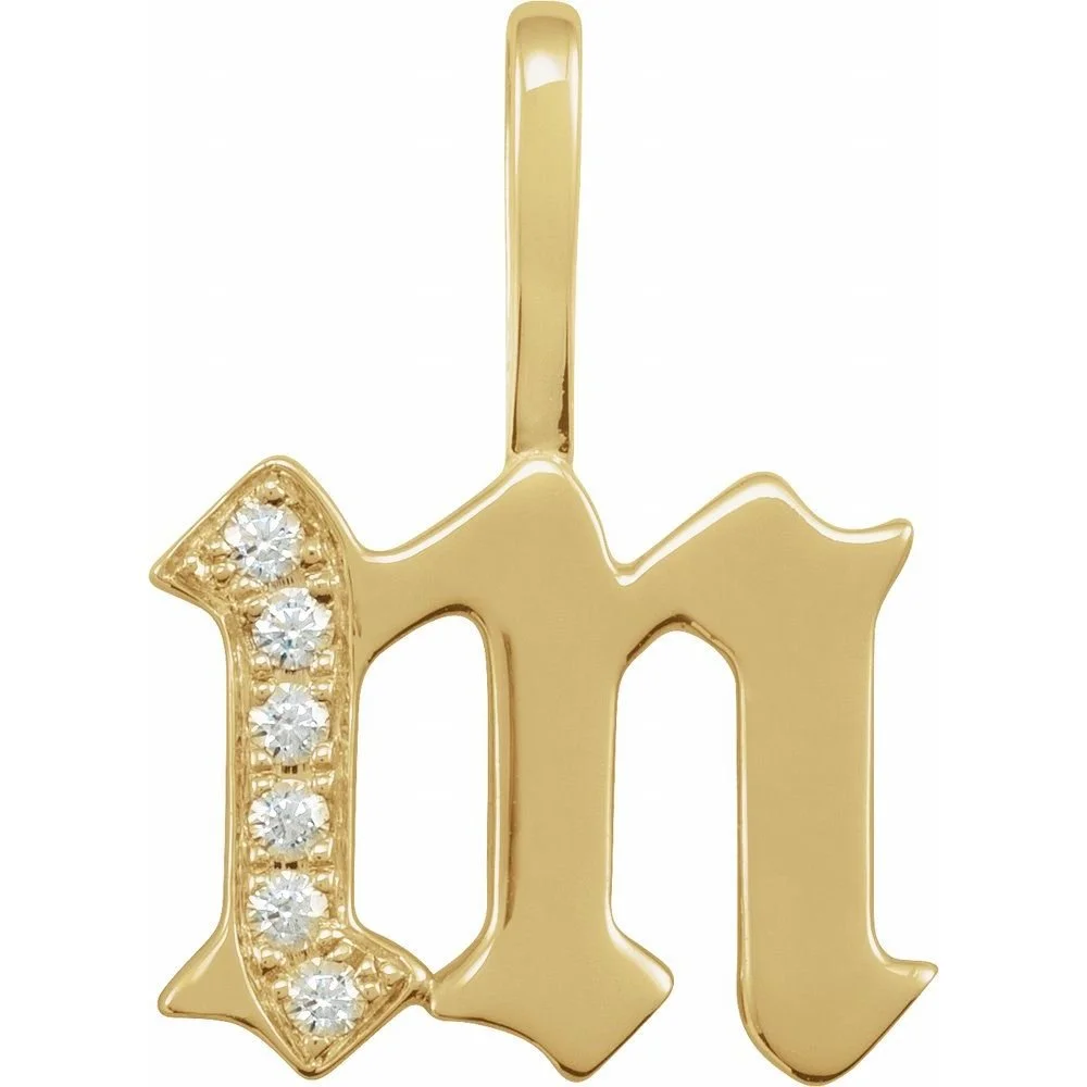 Gothic Diamond Initial Charm