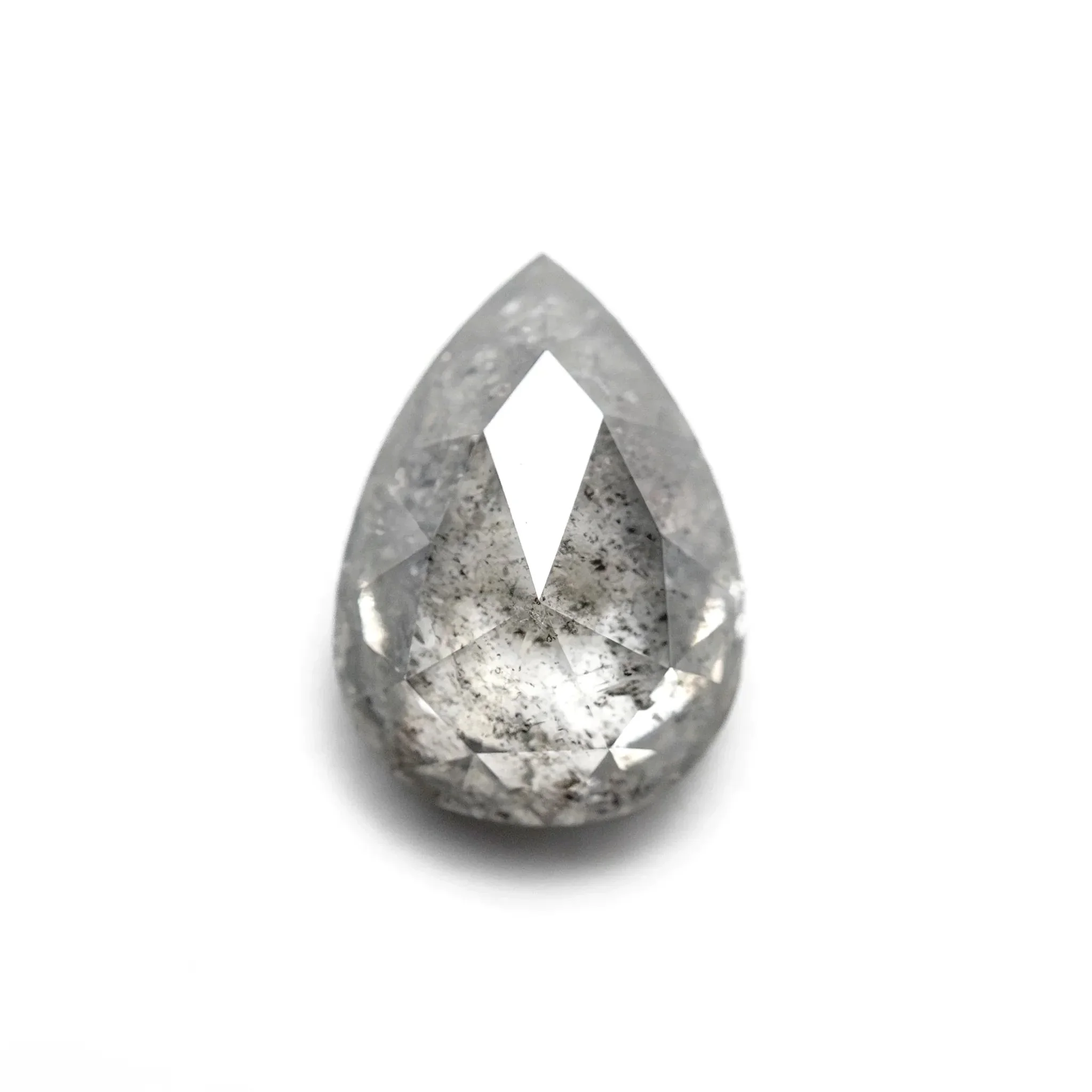 (SOLD) 1.48 Carat Salt and Pepper Pear Rose Cut Diamond