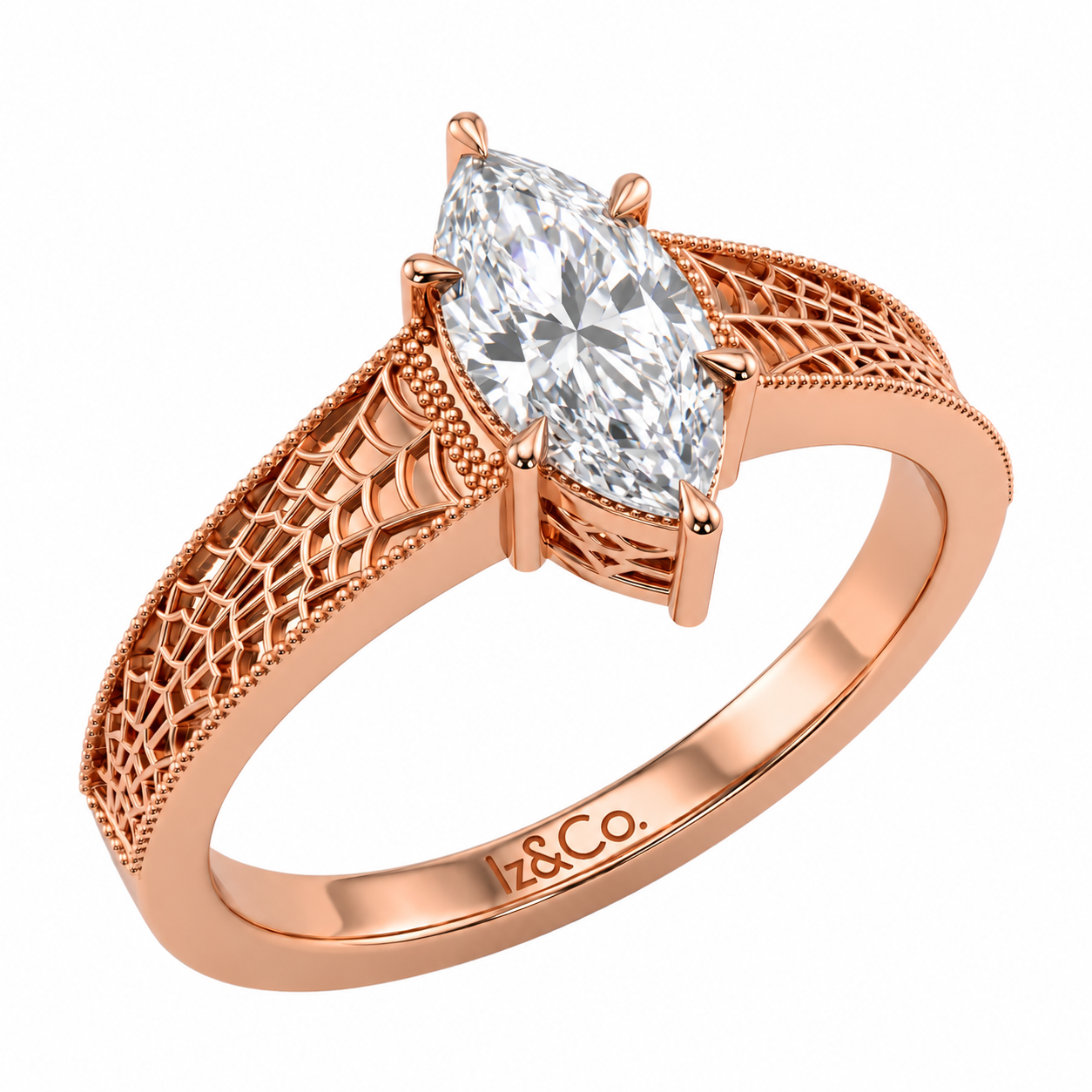 Rose Gold Marquise Diamond Filigree Ring.png