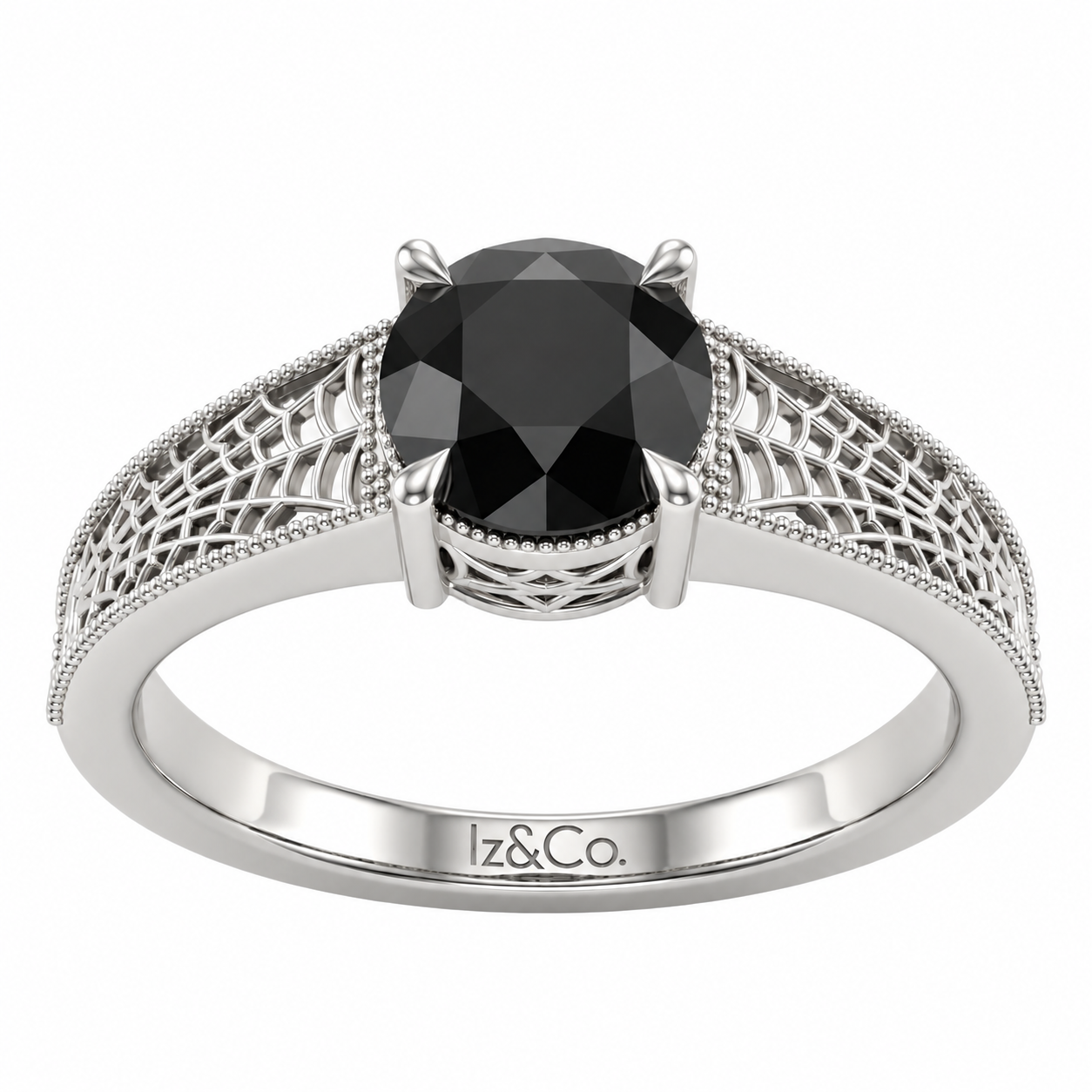 White Gold Filigree Ring with Black Gemstone.png