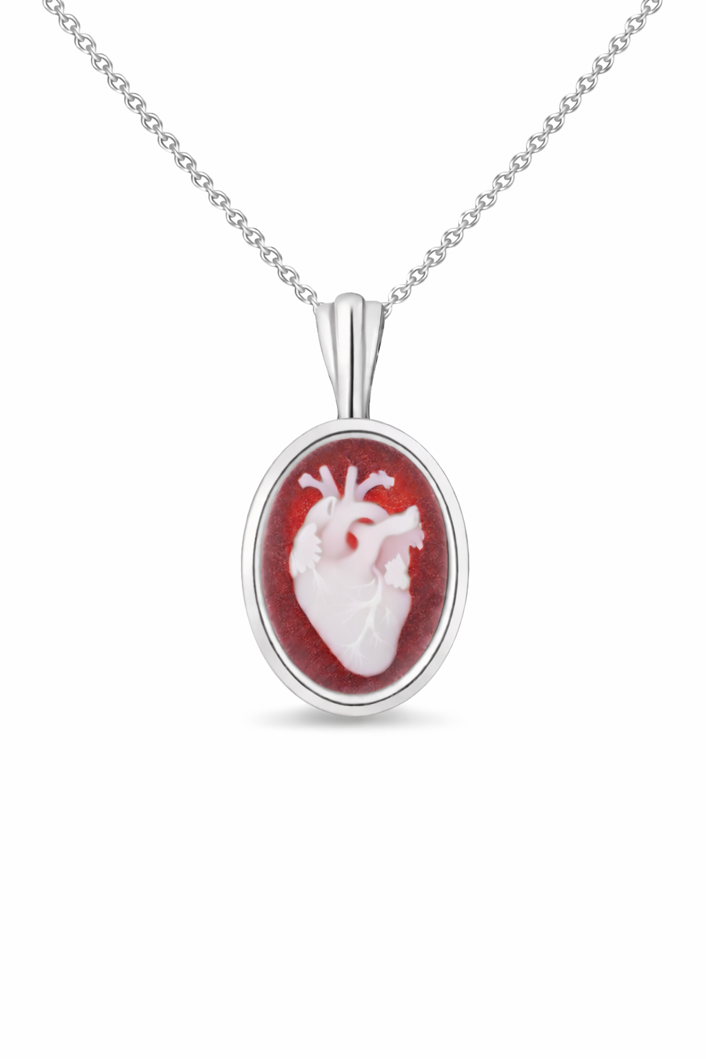 Anatomical Heart Red Agate Cameo Necklace