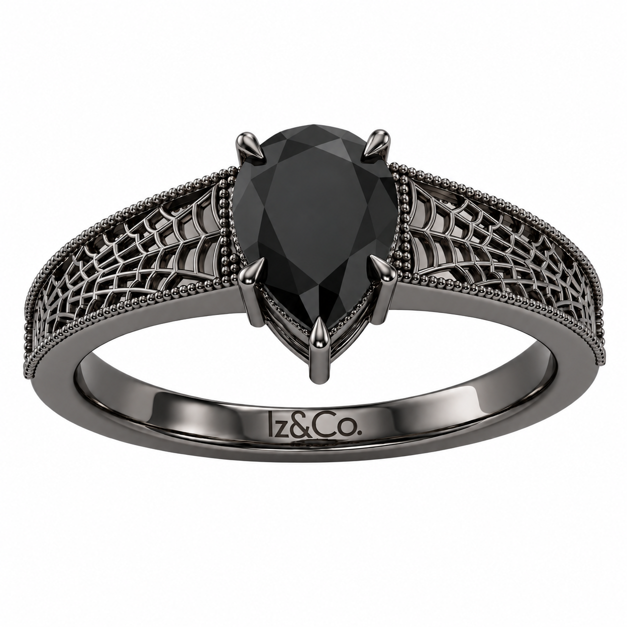 Gothic Black Pear Ring with Filigree.png