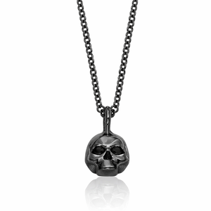 Micro Black Diamond Skull Necklace — Iz&Co.