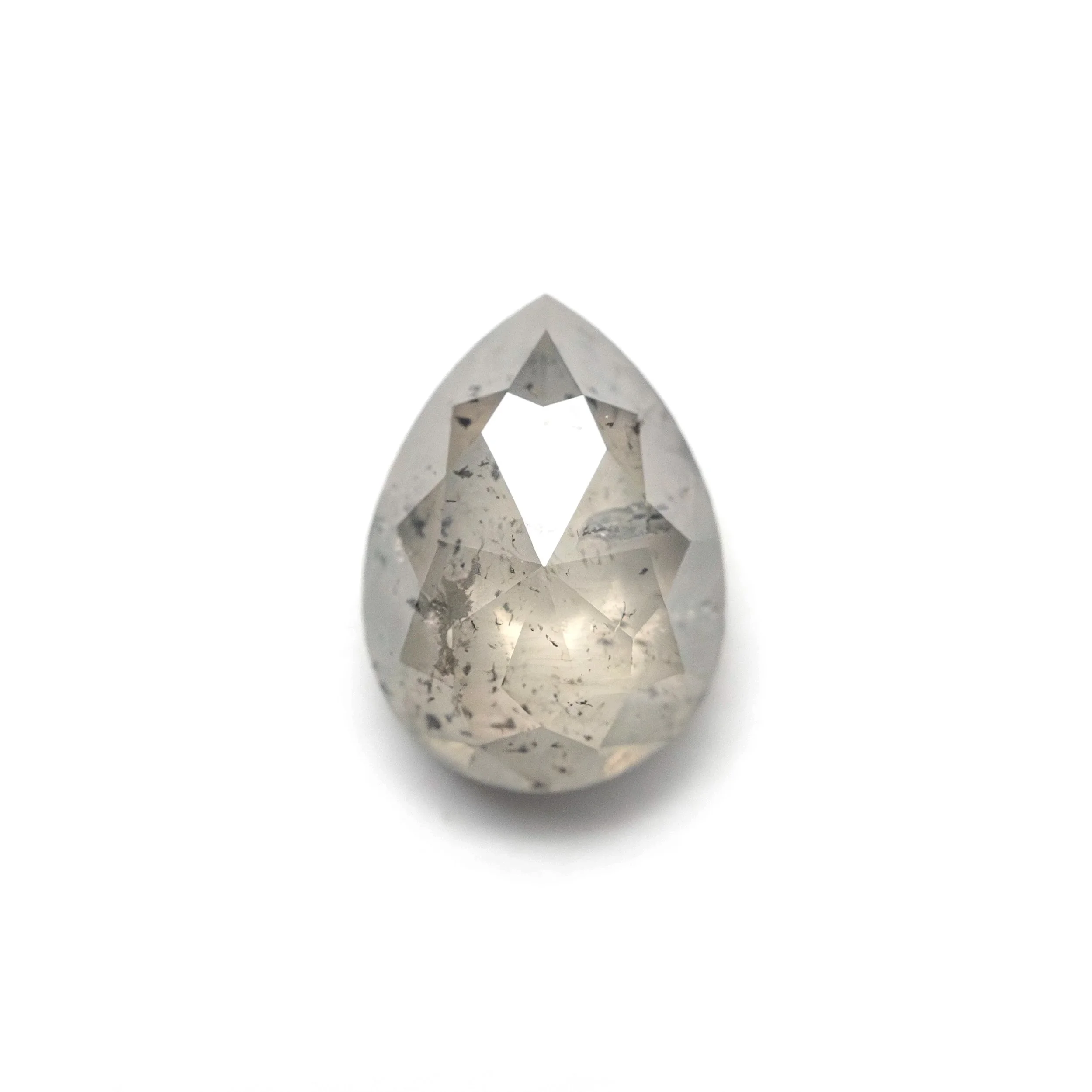 1.24 Carat Icy Salt and Pepper Pear Rose Cut Diamond