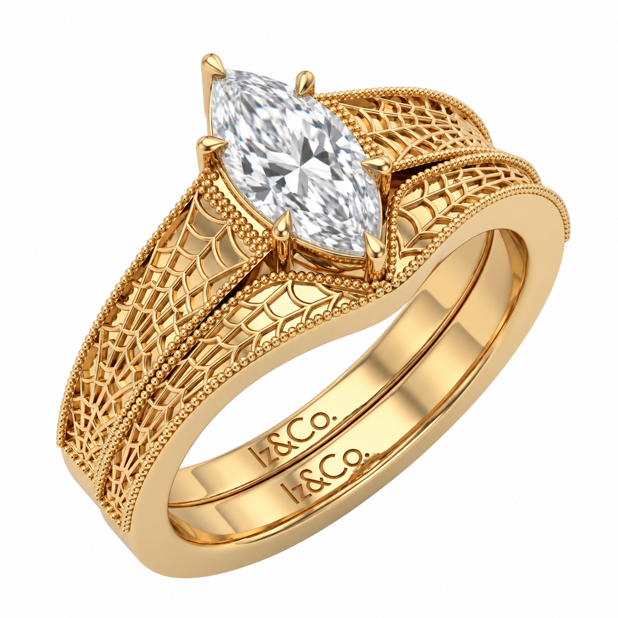 Marquise Diamond Filigree Bridal Ring.png