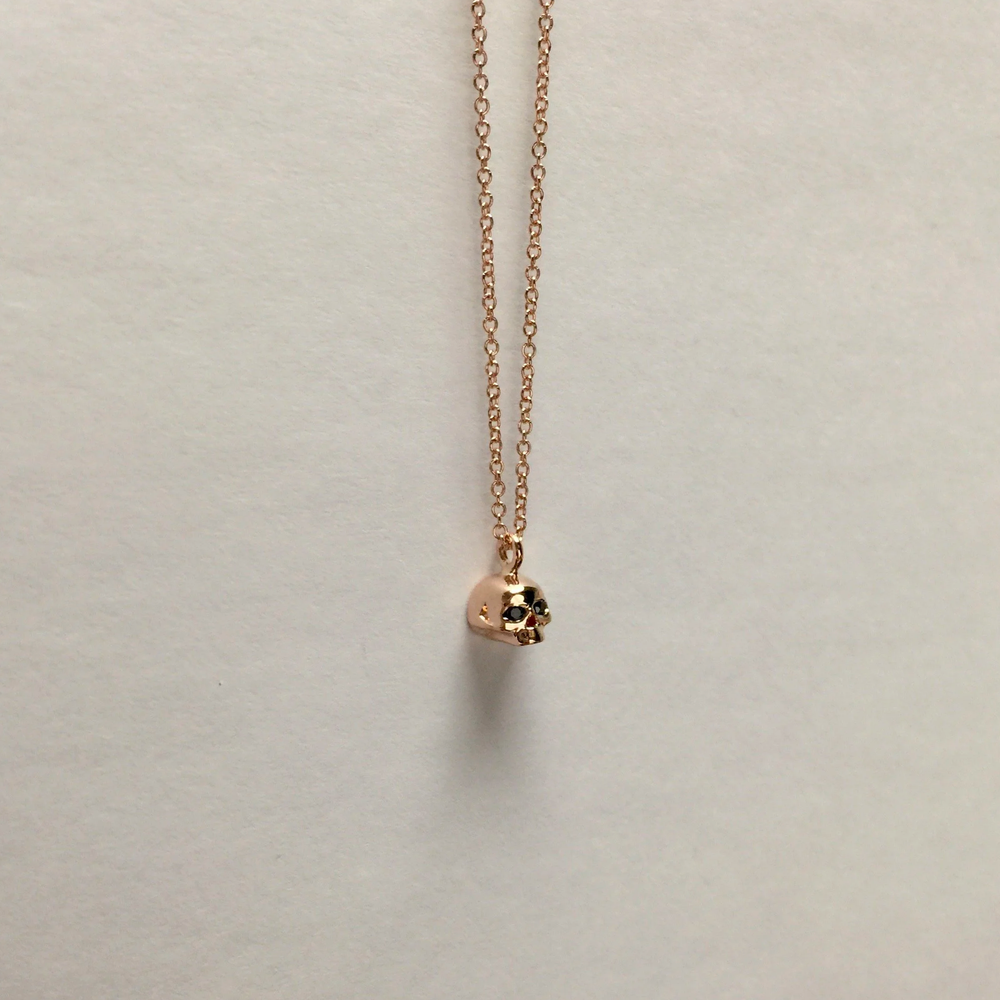 Micro Black Diamond Skull Necklace — Iz&Co.