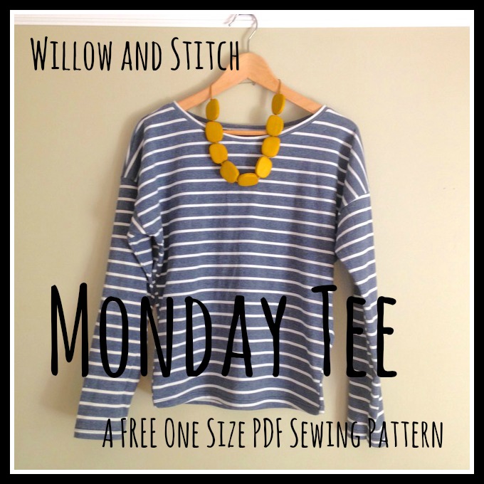 Willow and Stitch Monday Tee. A free one size PDF sewing pattern.