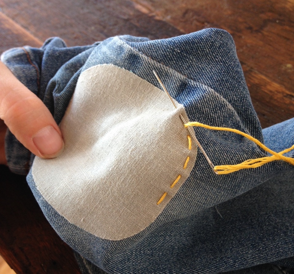 How to SEW A PATCH on Denim (EASY), TUTORIAL
