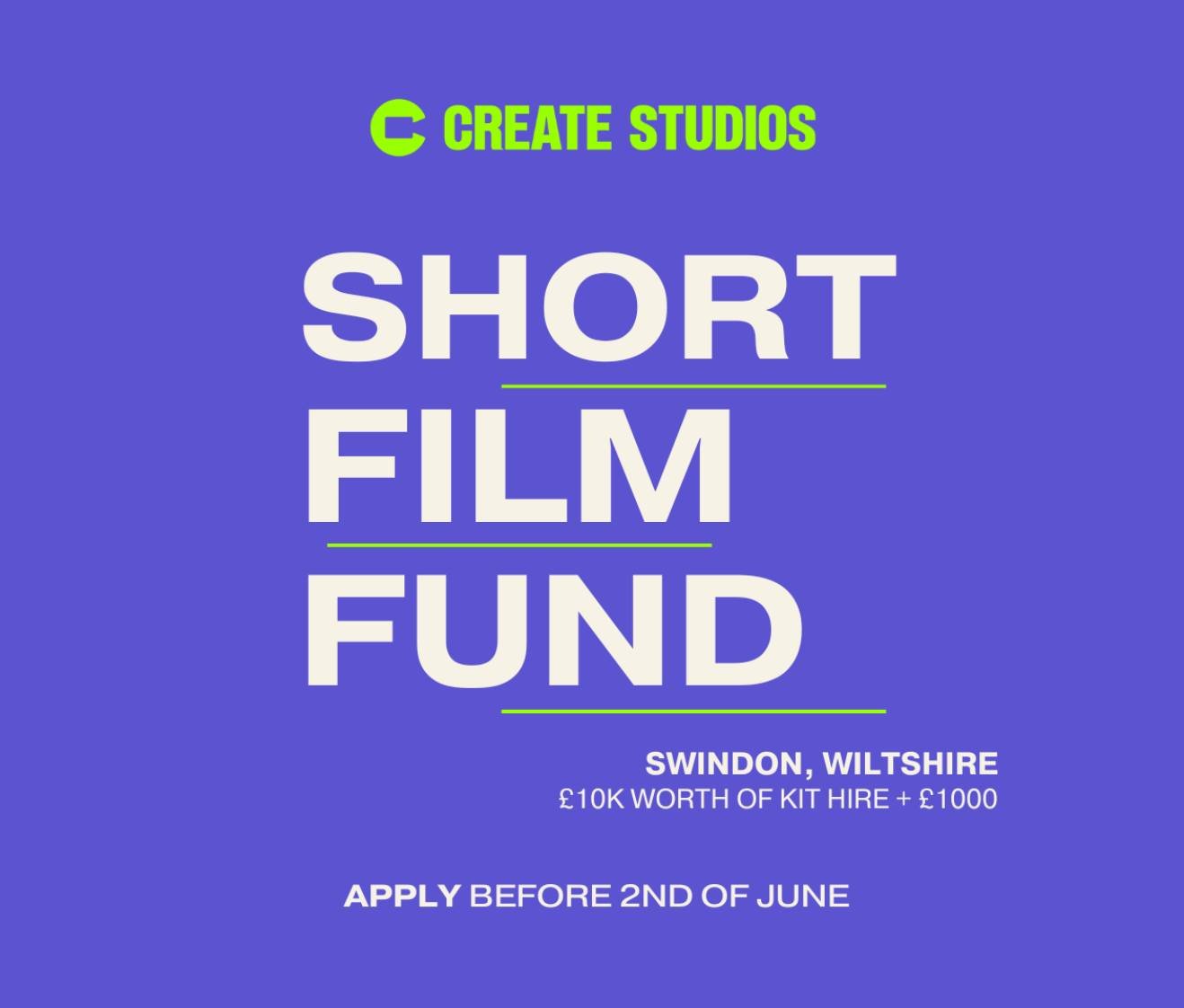 With the sun lighting up the sky we're here to make your day even brighter with some exciting news! 

@createstudiosdigital in Swindon has announced the launch of the Create Studios Short Film Fund.  In collaboration with their Patron, David Yates, ?