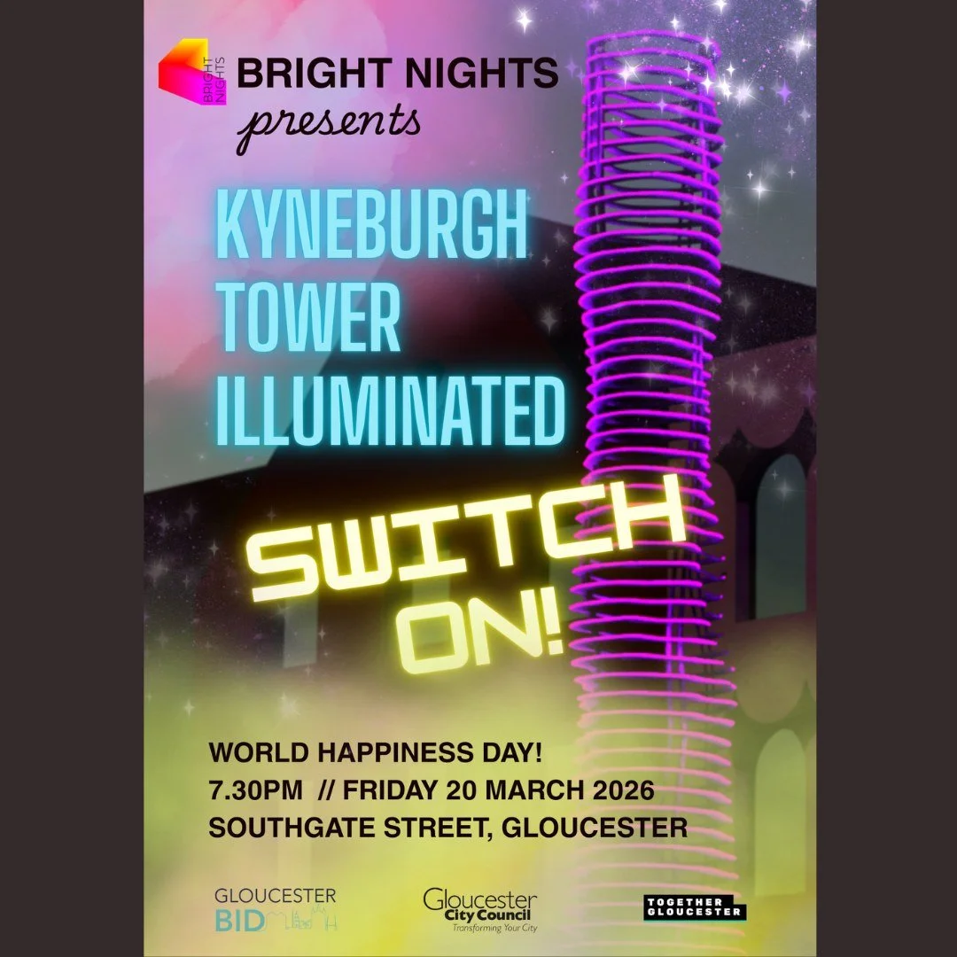 Kyneburgh Tower Illuminated SWITCH ON!

Gloucester will mark World Happiness Day with the official switch-on of Kyneburgh Tower Illuminated at 7:30pm on Friday 20 March.
The project introduces dynamic, animated lighting that responds and evolves, tra