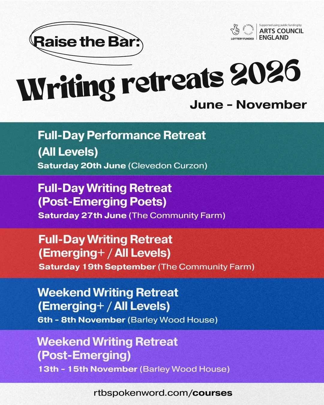 Raise the Bar: 2026 Writing Retreats