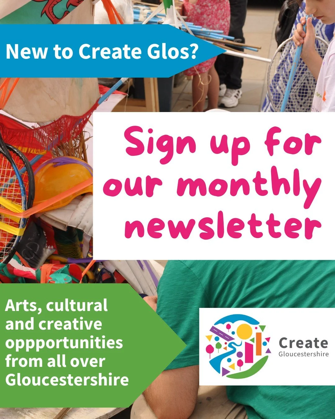 👋 New here? We've had lots of new followers recently so welcome to the Create Gloucestershire community! 

If you want a little extra creative inspiration delivered straight to your inbox then sign up for our monthly newsletter to hear about opportu