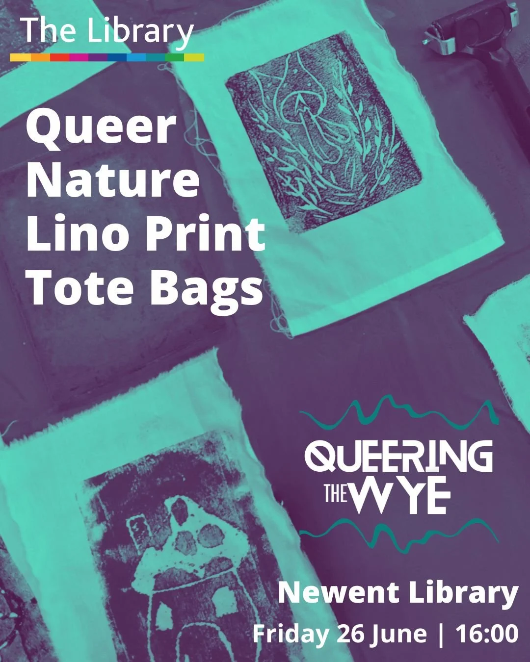 Queer Nature Lino Print Tote Bags