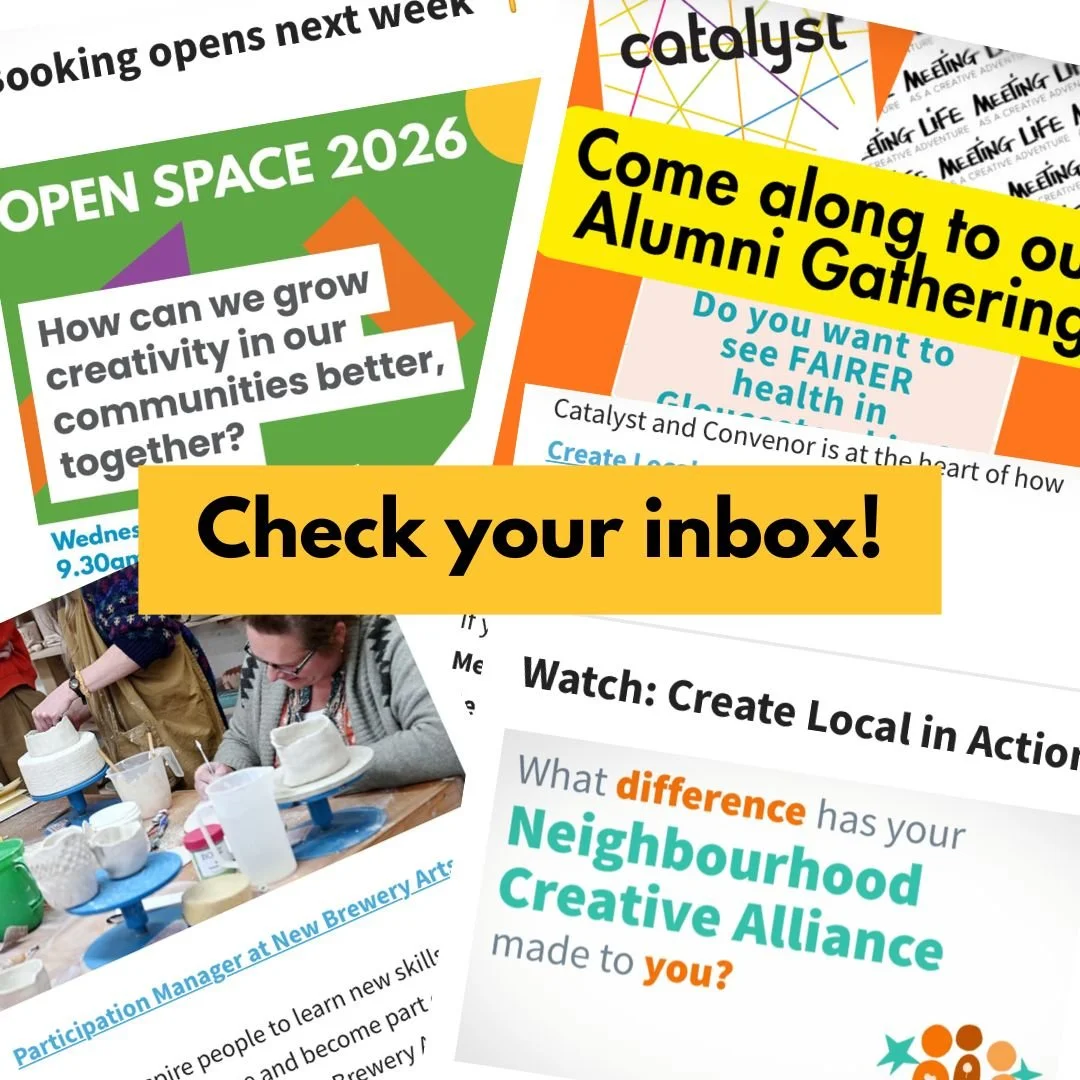 The latest bumper newsletter from CG has just landed in your inbox! 📩

Grab a cuppa ( or an ice cream - recommended), take five minutes, and catch up on the latest news and opportunities from Create Gloucestershire. 

And if you're not a subscriber,