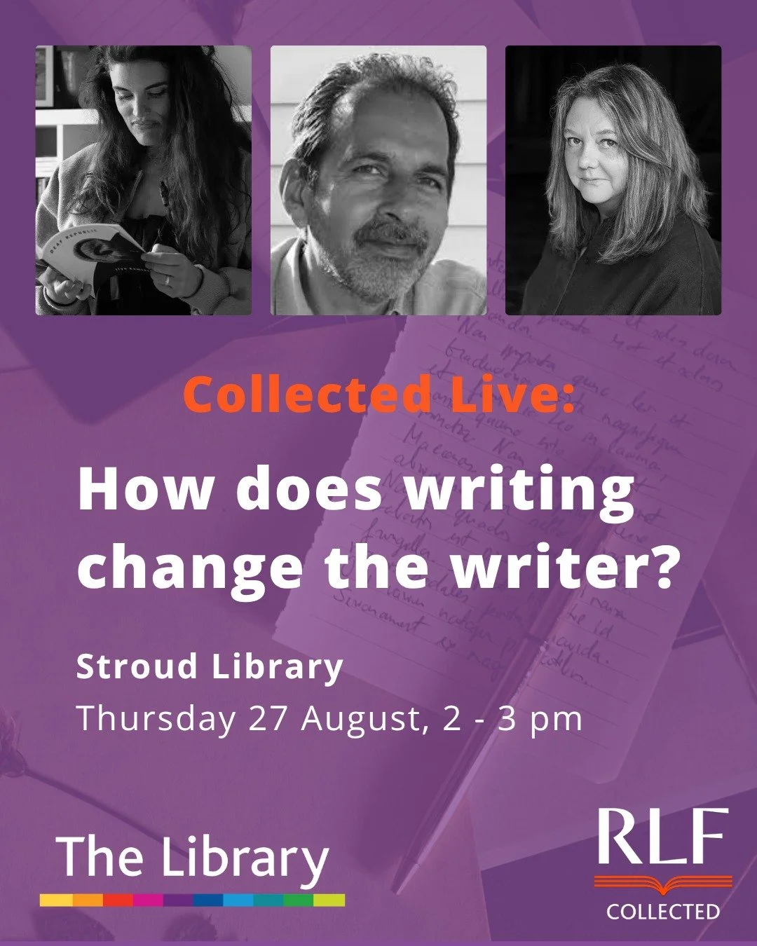 How does writing change the writer?

Join in at Stroud Library on Thursday 27 August 2:00pm - 3:00pm for a live panel discussion with @@royalliteraryfund writers Rebecca Tantony, Robin Mukherjee and Franny Moyle. Together, they will explore the quest