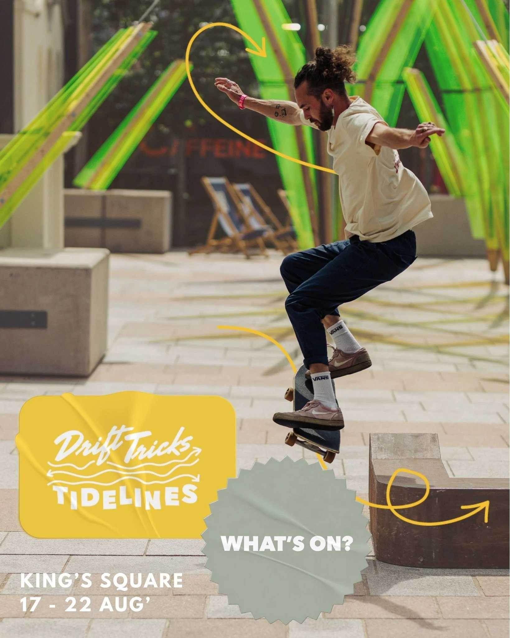 This week in Gloucester 👉 
DRIFT TRICKS: TIDELINES

King's Square will  transformsinto a playable landscape of skateable sculptures, movement, stories, and community.

Created by artists Dani Abulhawa and Bedir Bekar alongside Gloucester's skate com
