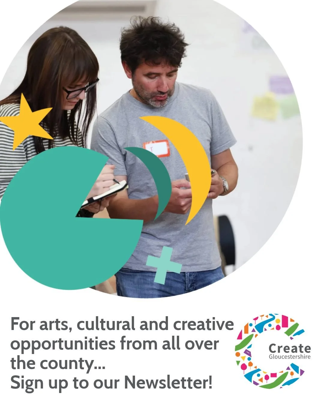 One friendly email a month, full of things to do, apply for and think about across Gloucestershire. Each issue brings together arts, cultural and creative opportunities from all over the county, alongside updates on what we are learning in our curren