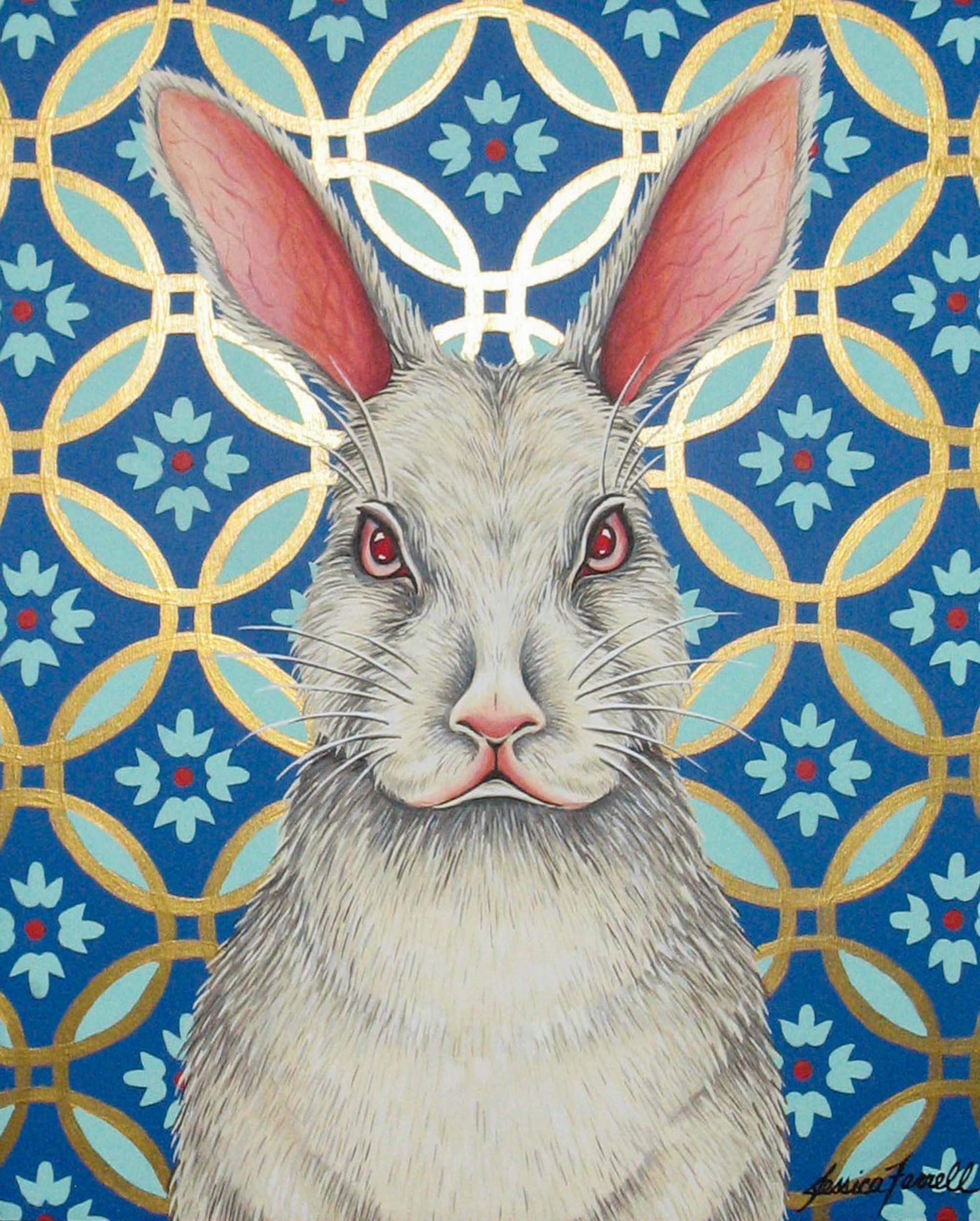   White Rabbit 2, A crylic on wood, 13 x 11 inches  (private collection) 