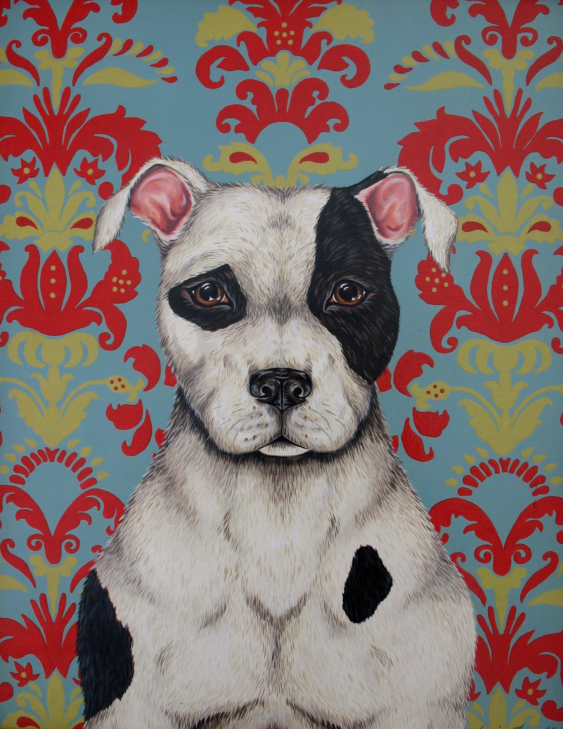   Pitbull , Acrylic on wood, 18 x 14 inches  (private collection) 
