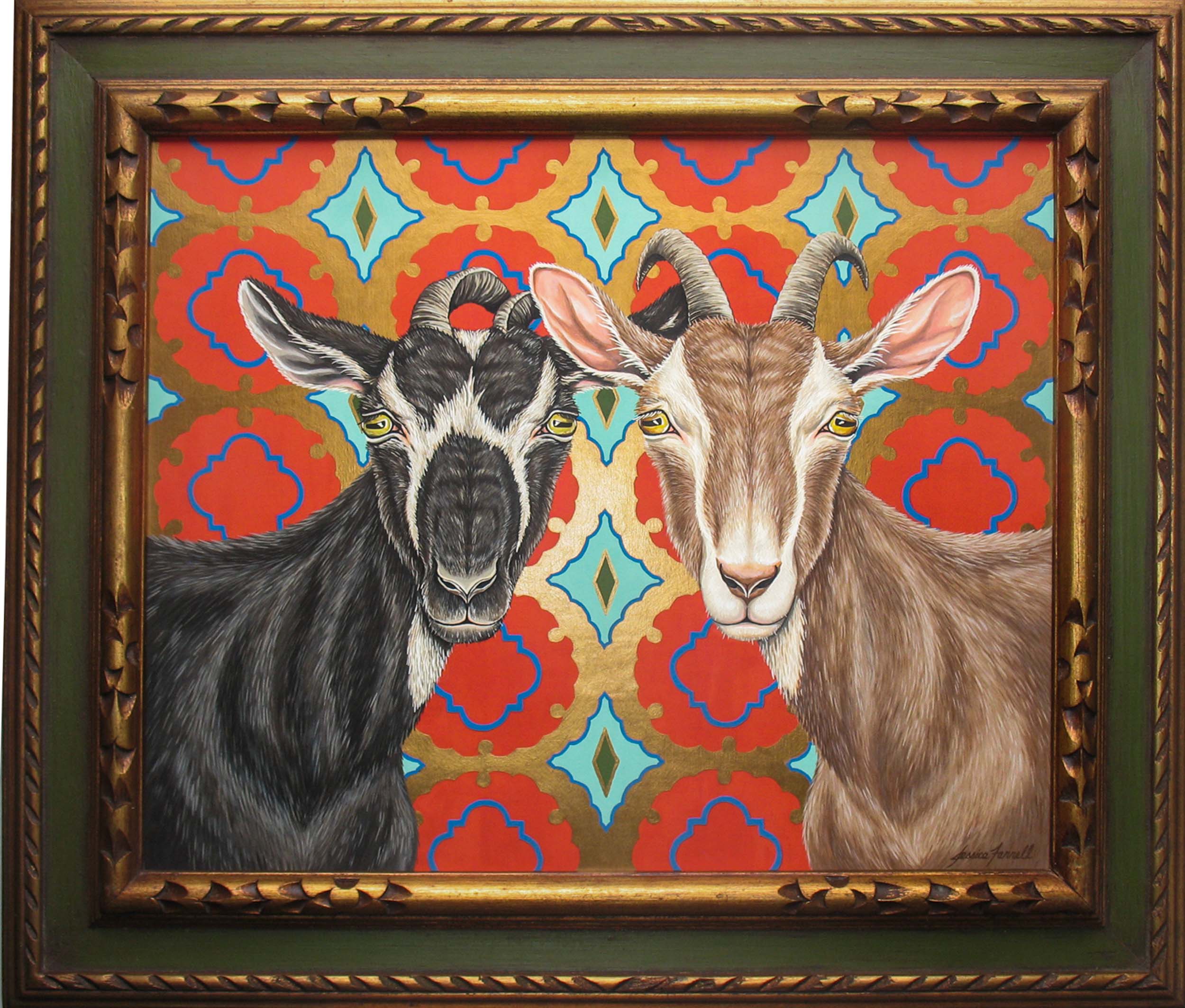   Billy &amp; Kid,  Acrylic on wood with vintage frame, 24 x 28 inches (framed)  (private collection) 