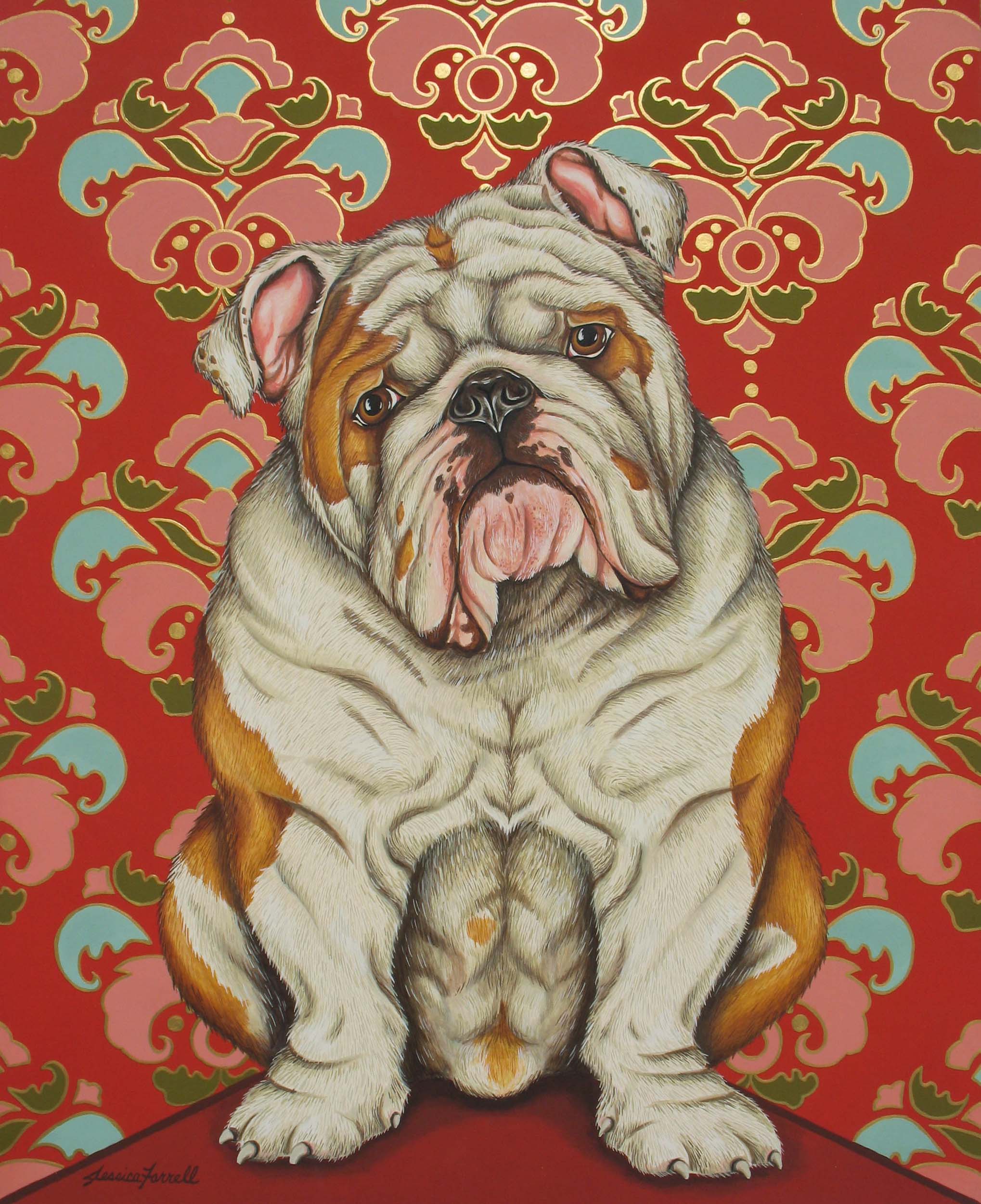   Bulldog , Acrylic on wood, 24 x 22 inches  (private collection) 