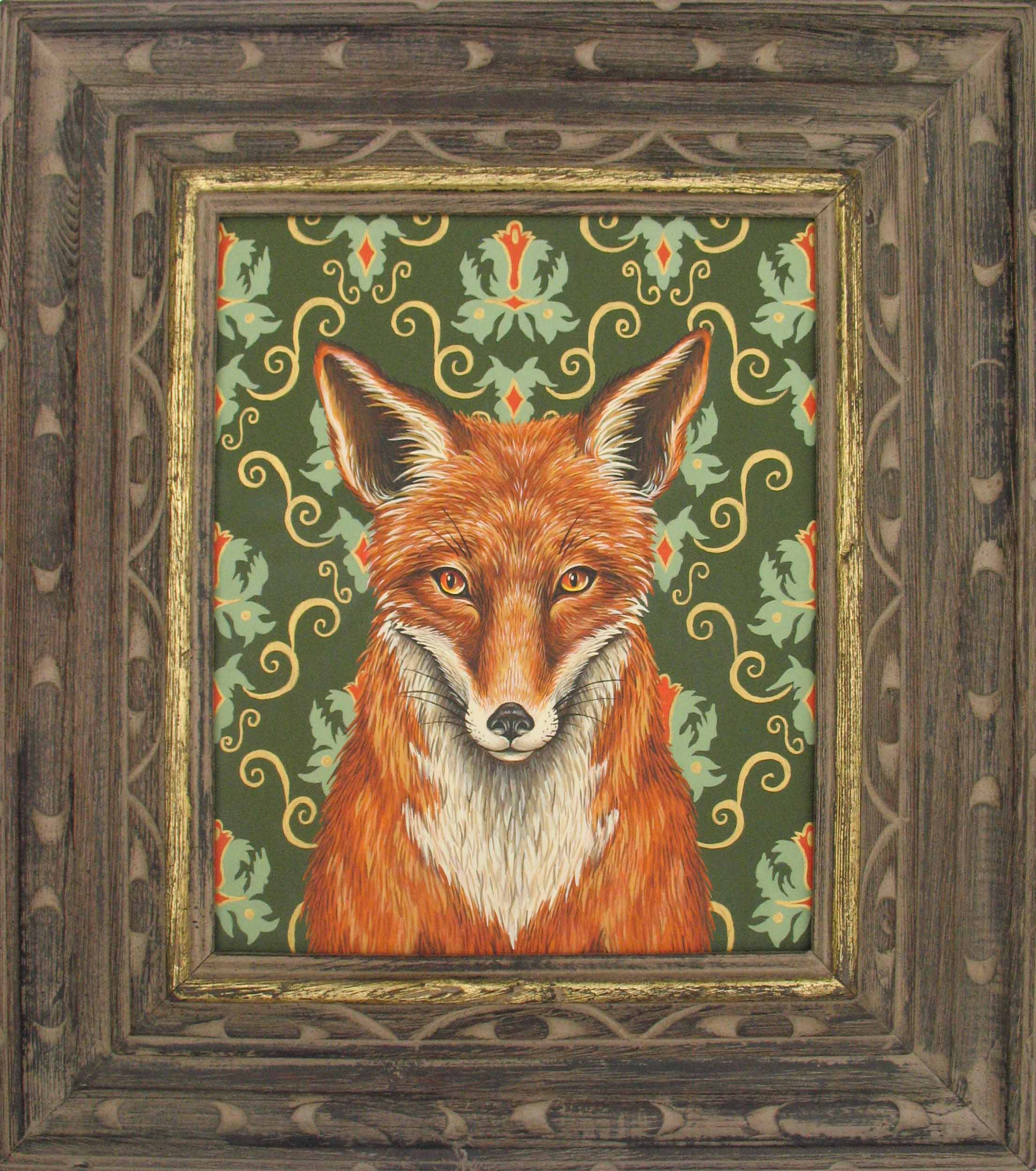   Fox,  Acrylic on wood with vintage frame, 19 x 17 inches (framed)  (private collection) 