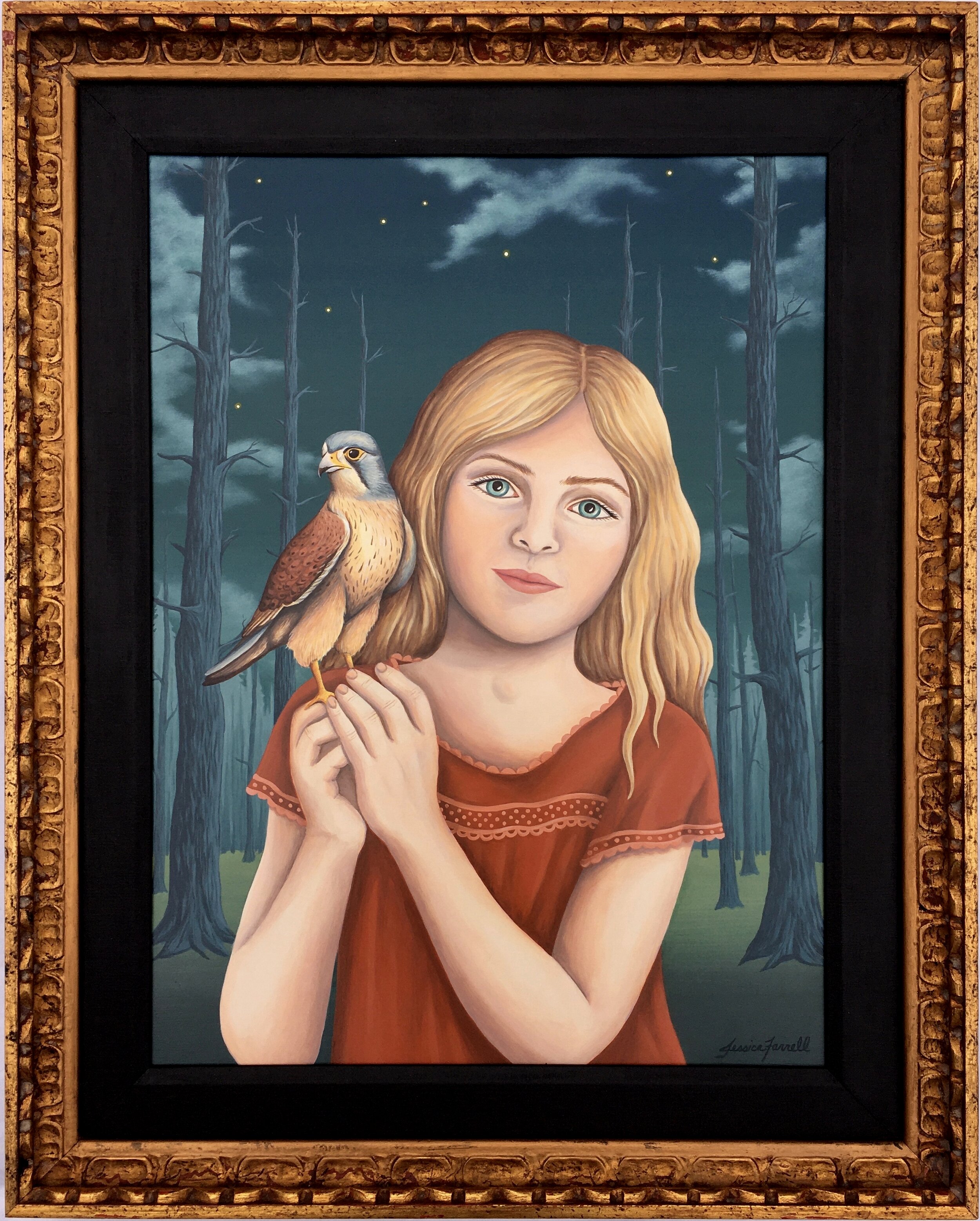   Arianna &amp; Kestrel , 2020  Acrylic on wood  24 x 18 inches (unframed)  30 x 24 inches (framed) 