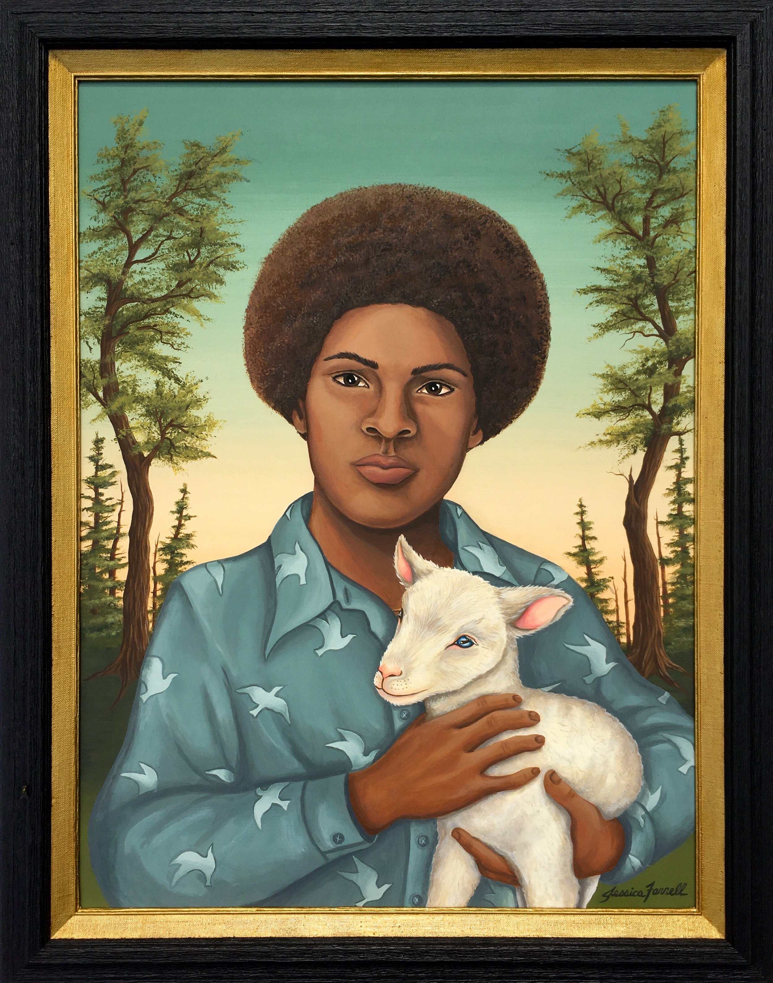   Dennis &amp; Lamb , 2020  Acrylic on wood  24 x 18 inches (unframed)  28 1/4 x 22 1/4 inches (framed) 