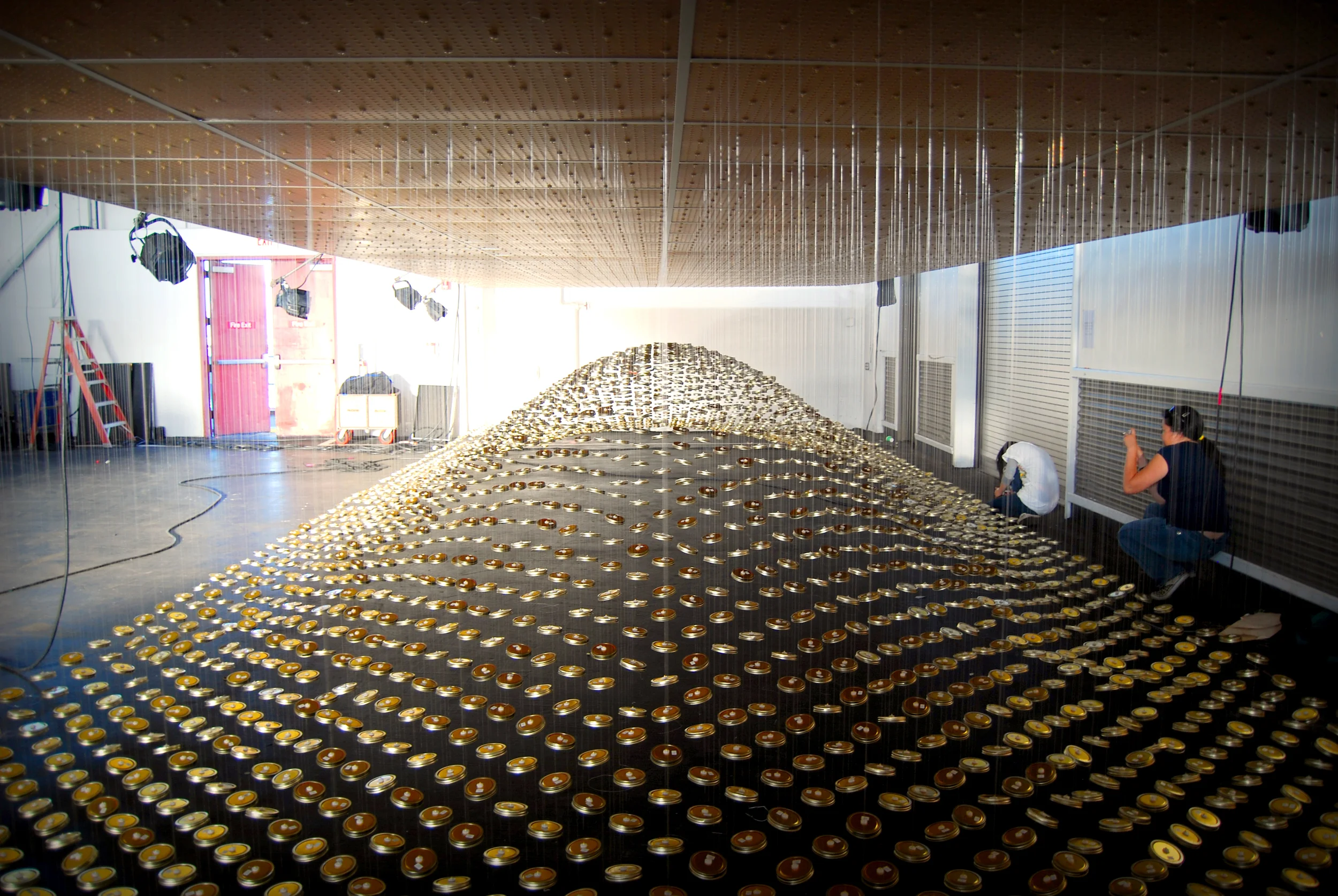 Suspended ceiling during installation