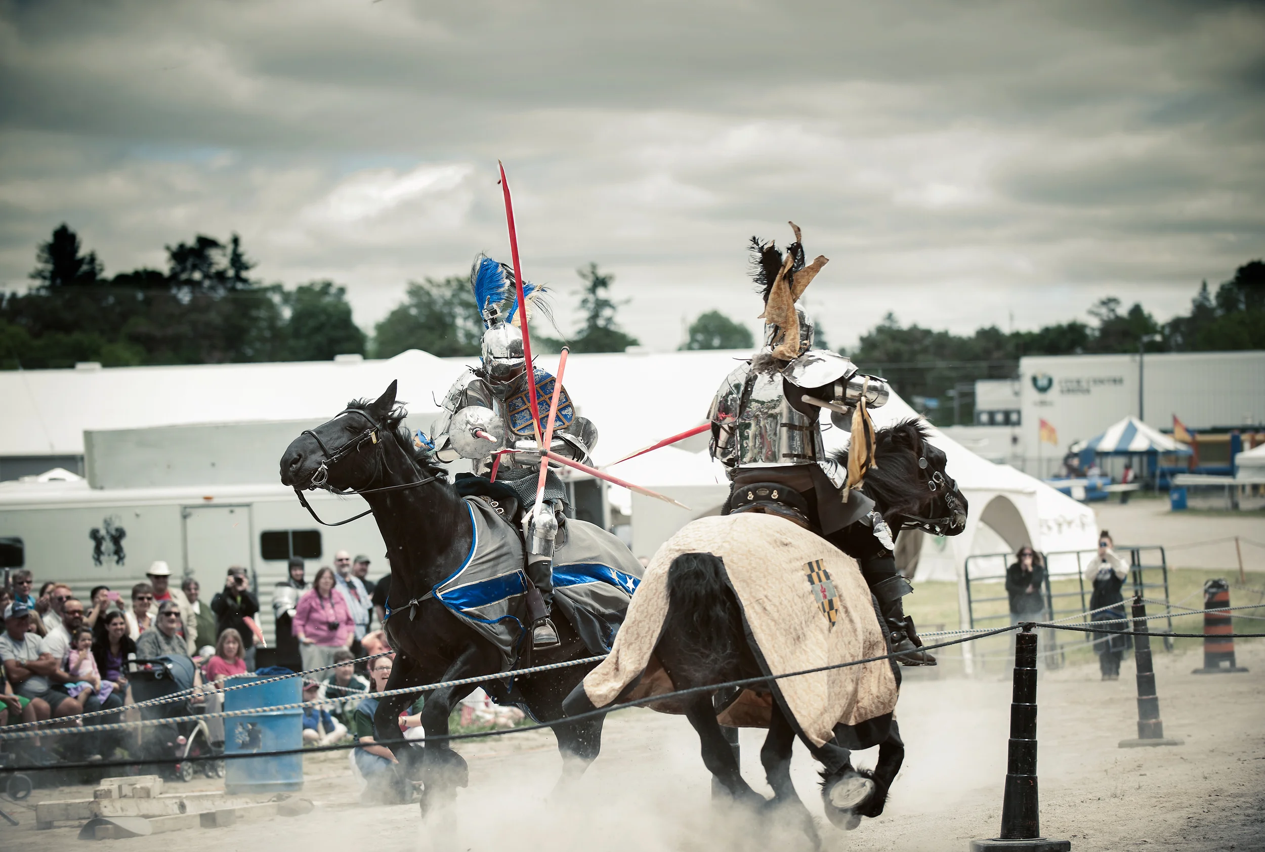 © Kevin Vyse Photography All rights reserved 2014 Another hard hit from the knights shattering the lances... the knight in blue was actually dishorsed with this hit.