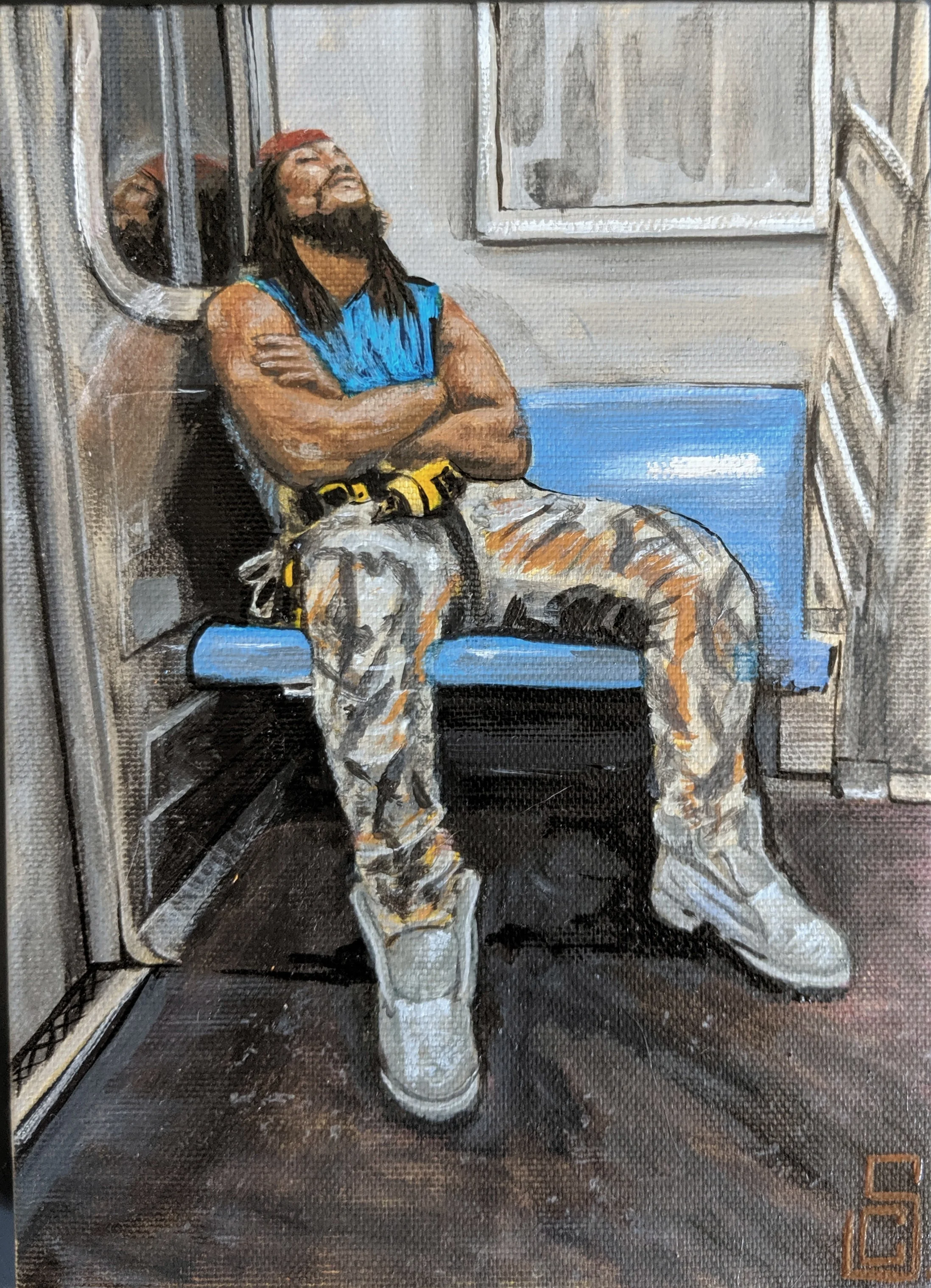 “Sleep the sleep of the just” 5” x 7” Acrylic on Canvas
