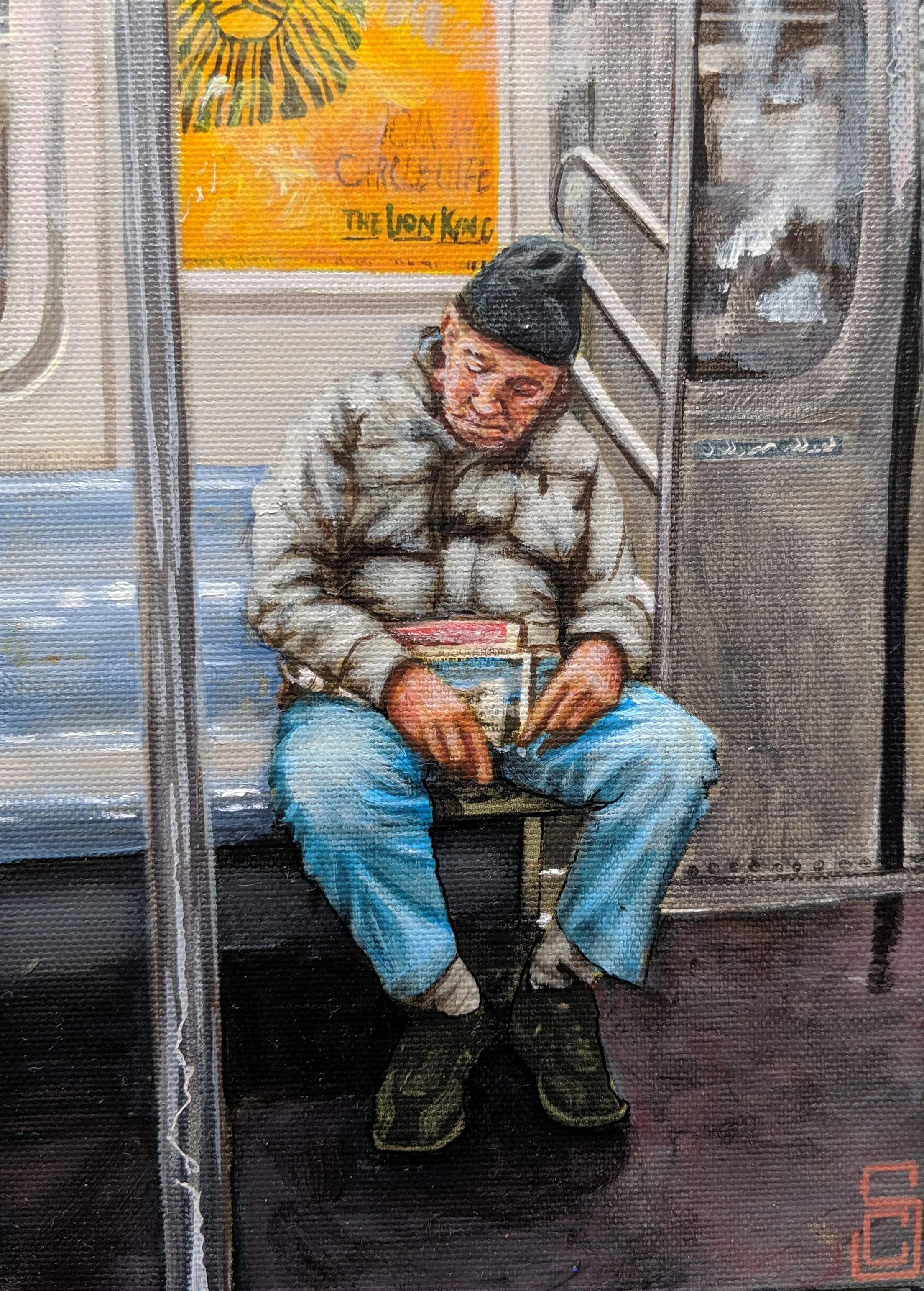 “Short nap for the old lion” 5” x 7” Acrylic on Canvas