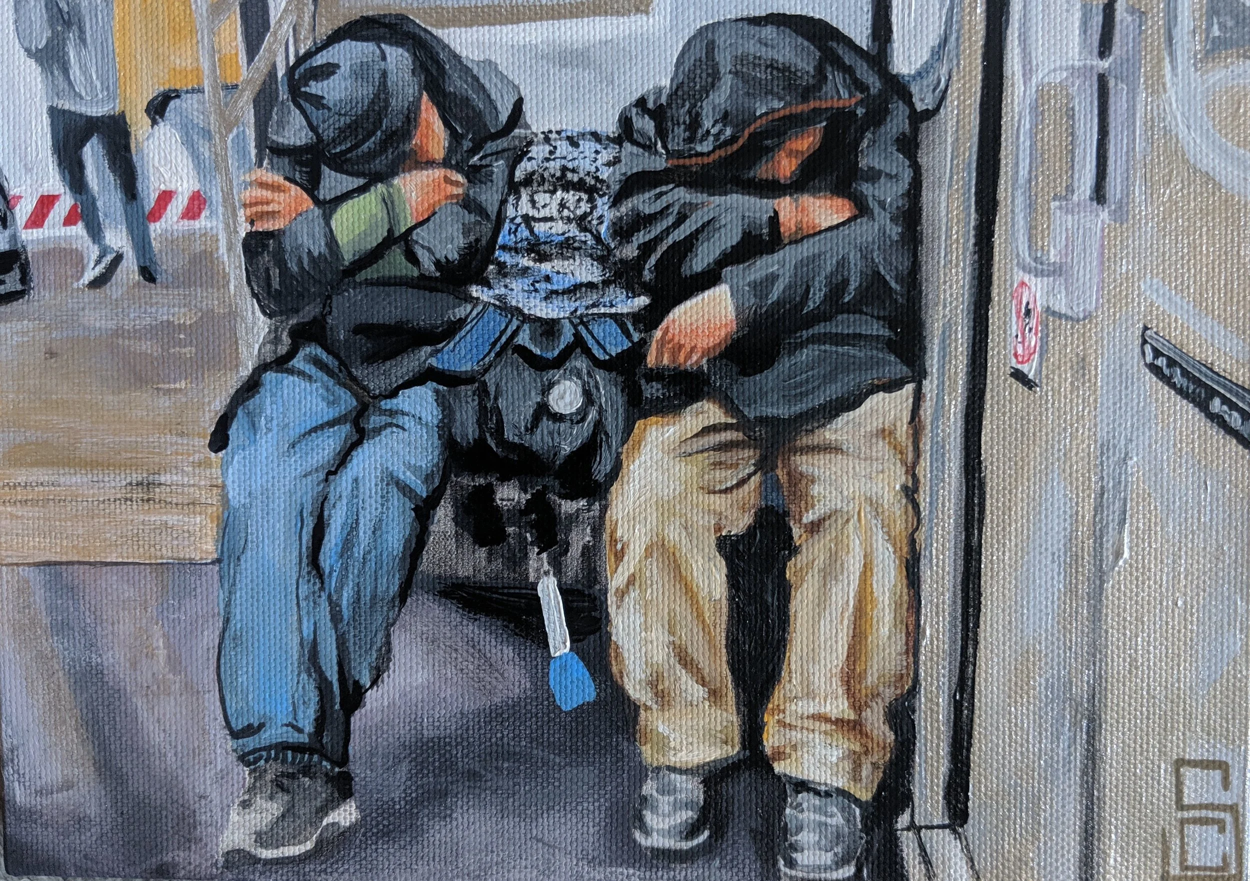 “There is always more misery among the lower classes than there is humanity in the higher.” Victor Hugo, Les Misérables "Immigrant workers" 5" x 7" Acrylic on canvas