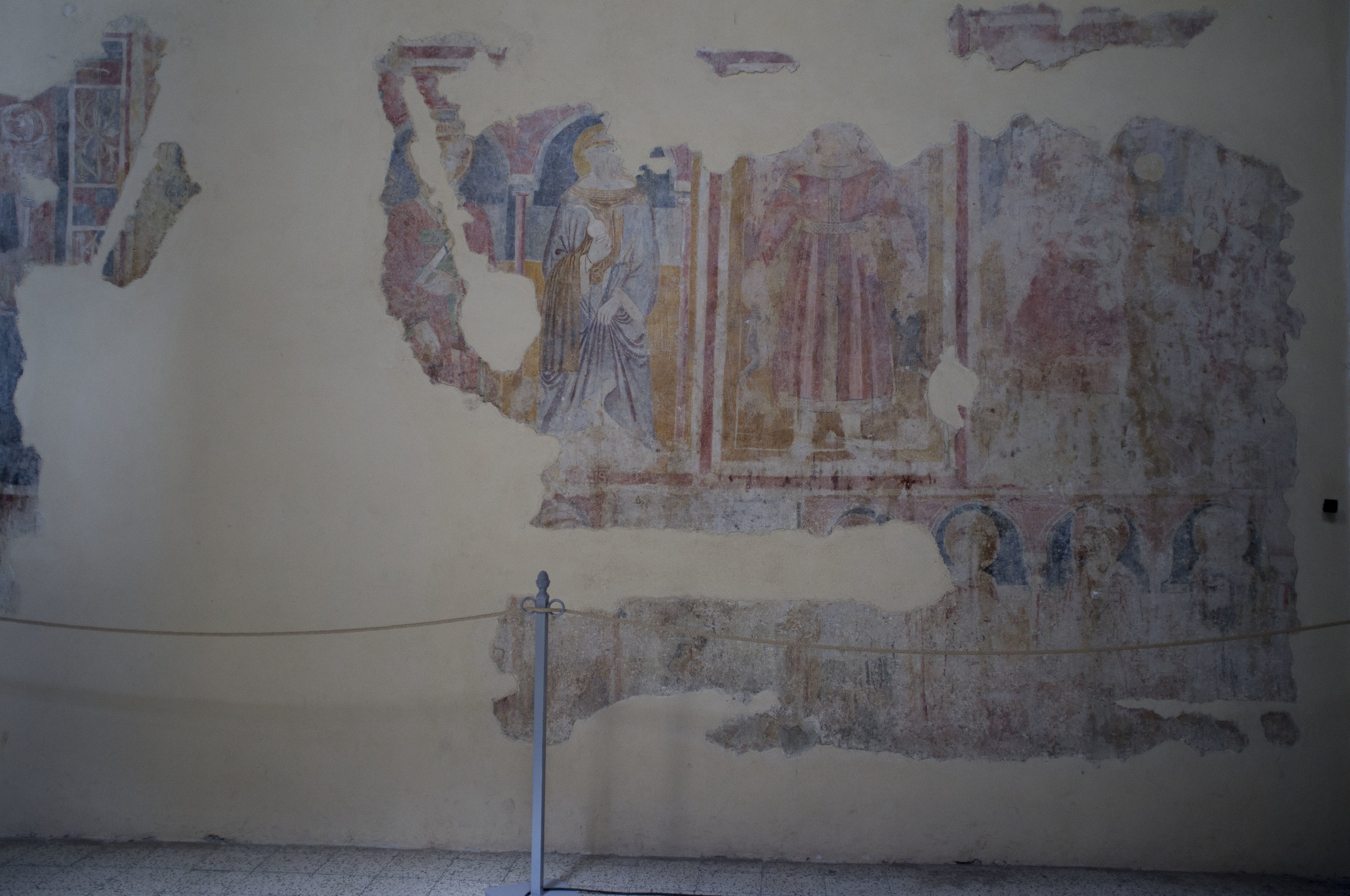 Preserved mural from when the space was a Benedictine church, 13th century
