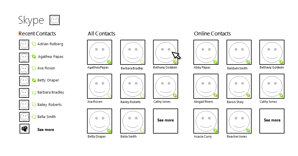 Wireframes: Home screen.