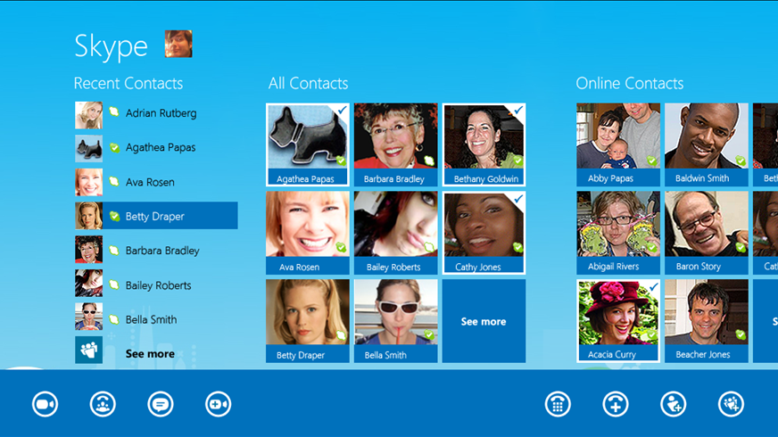 App bar exposed revealing Skype tool-set.